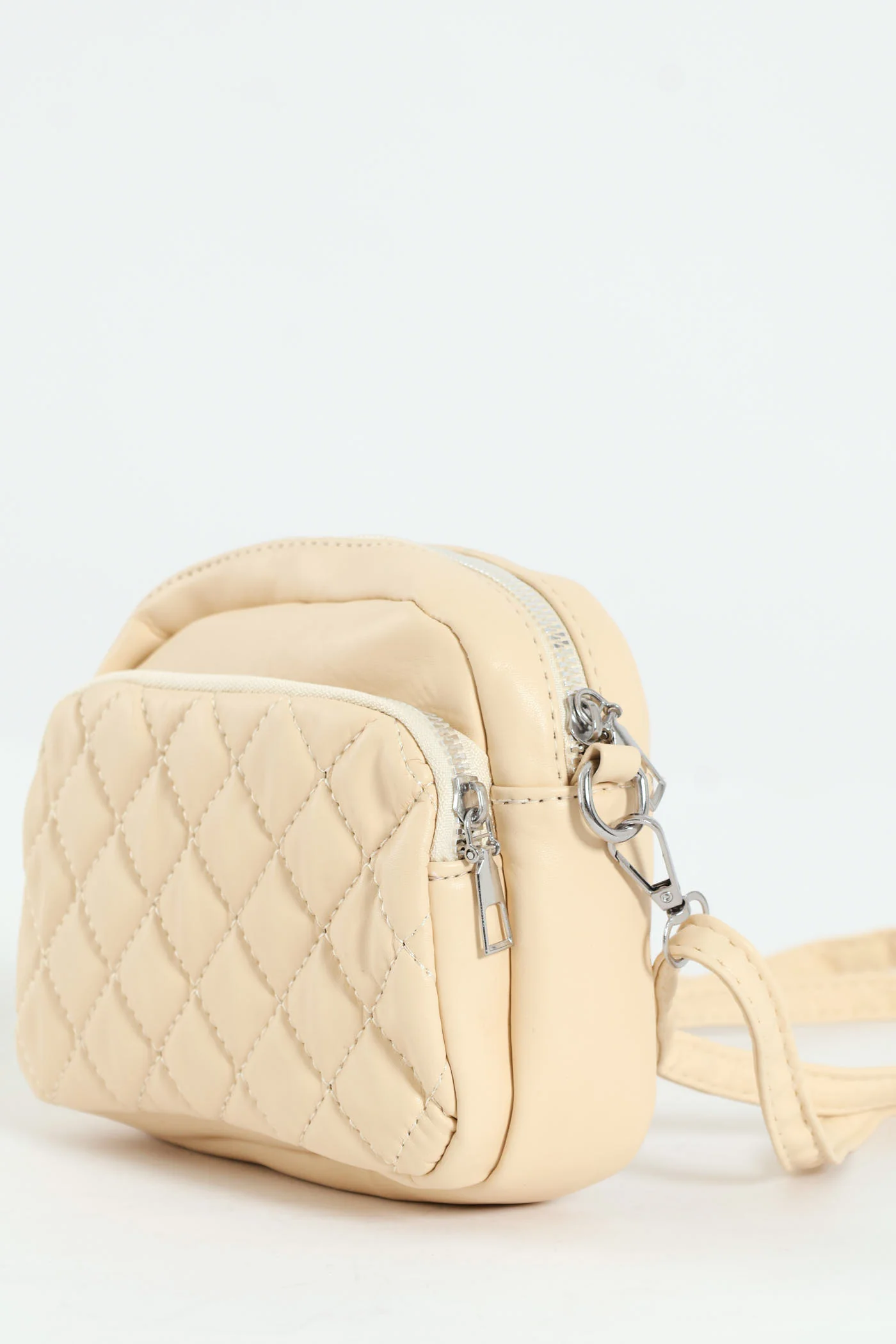 Girls Beige Quilted Sling Bag - Beige - Image 3