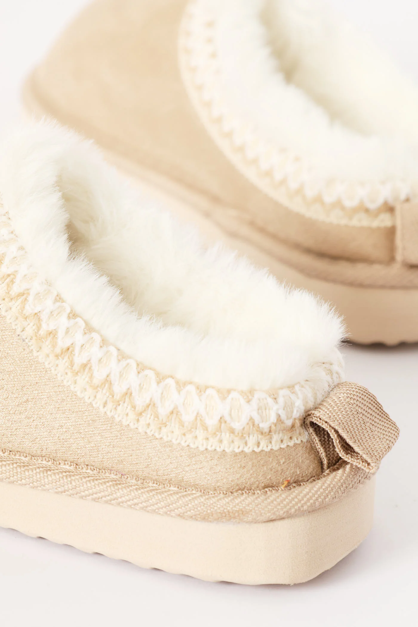 Girls Blanket Stitch Slipper - Stone - Image 4