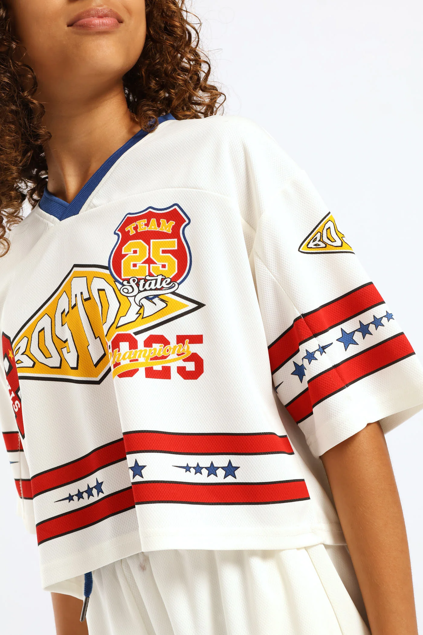 Girls Boston Badge Sports Jersey - Cream - Image 2