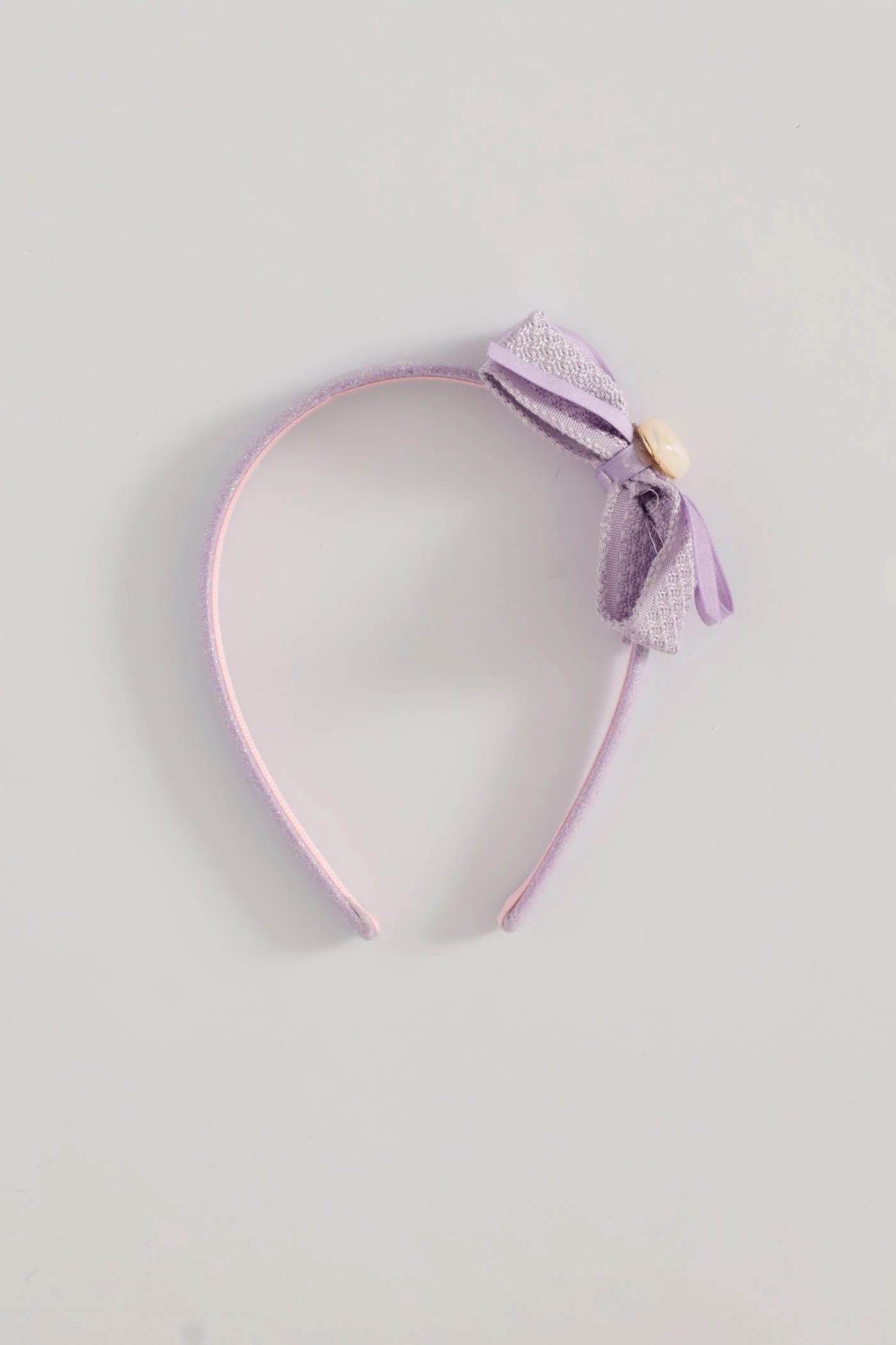 Girls Bow Aliceband - Lilac - Image 3