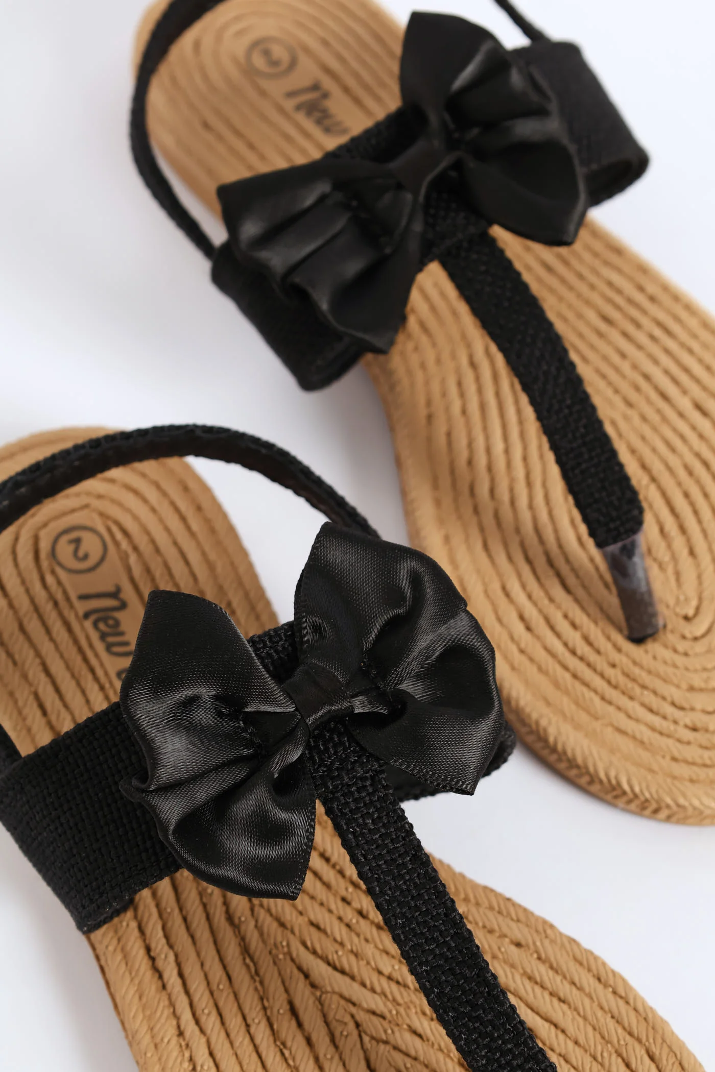 Girls Bow Eva Thong Sandal - Black - Image 2