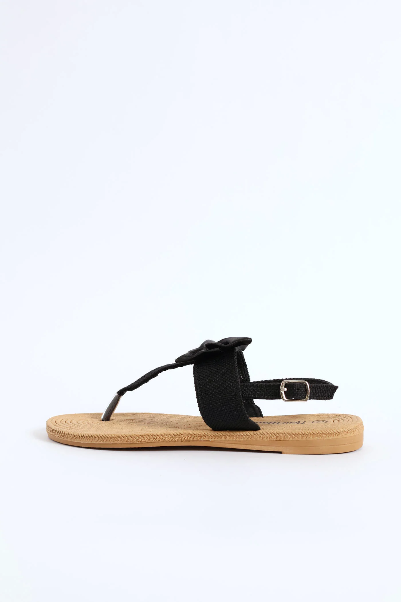 Girls Bow Eva Thong Sandal - Black - Image 5