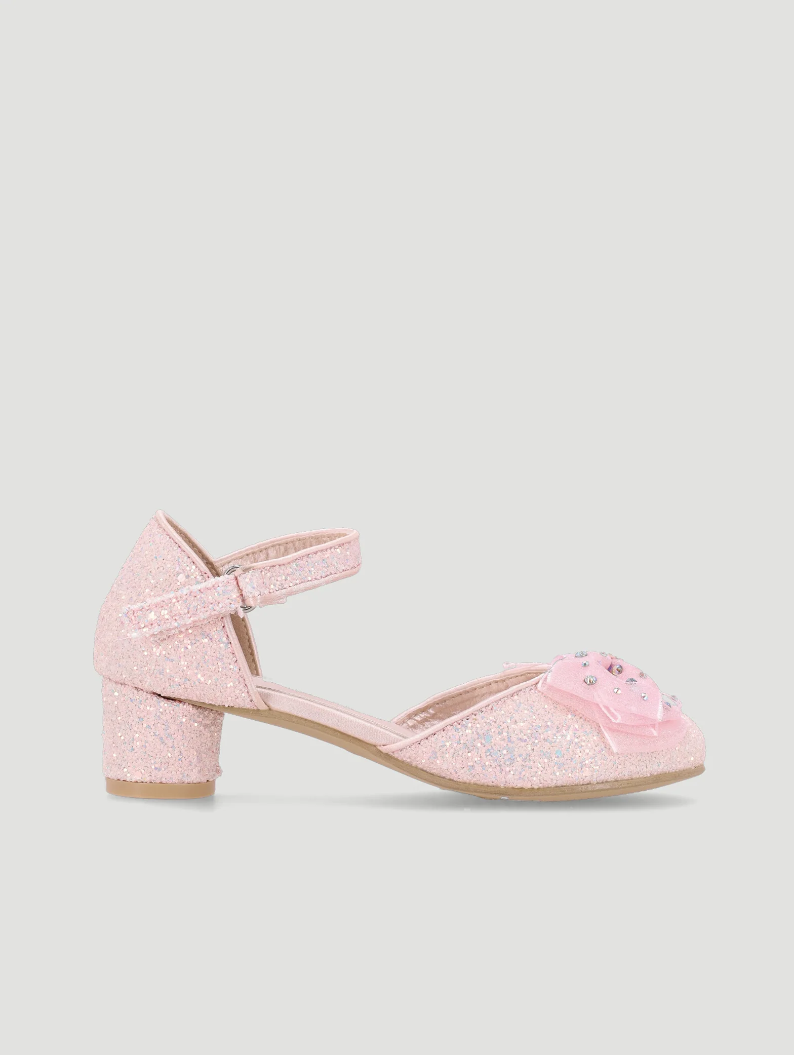 Girls Bow Glitter Heel-Pink - Image 2