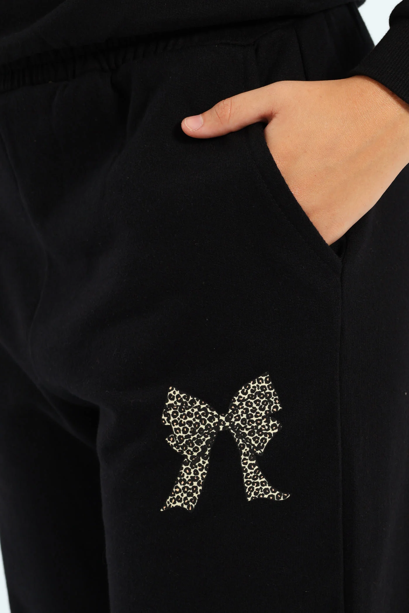 Girls Bow Iconic Fleece Jogger - Black - Image 2
