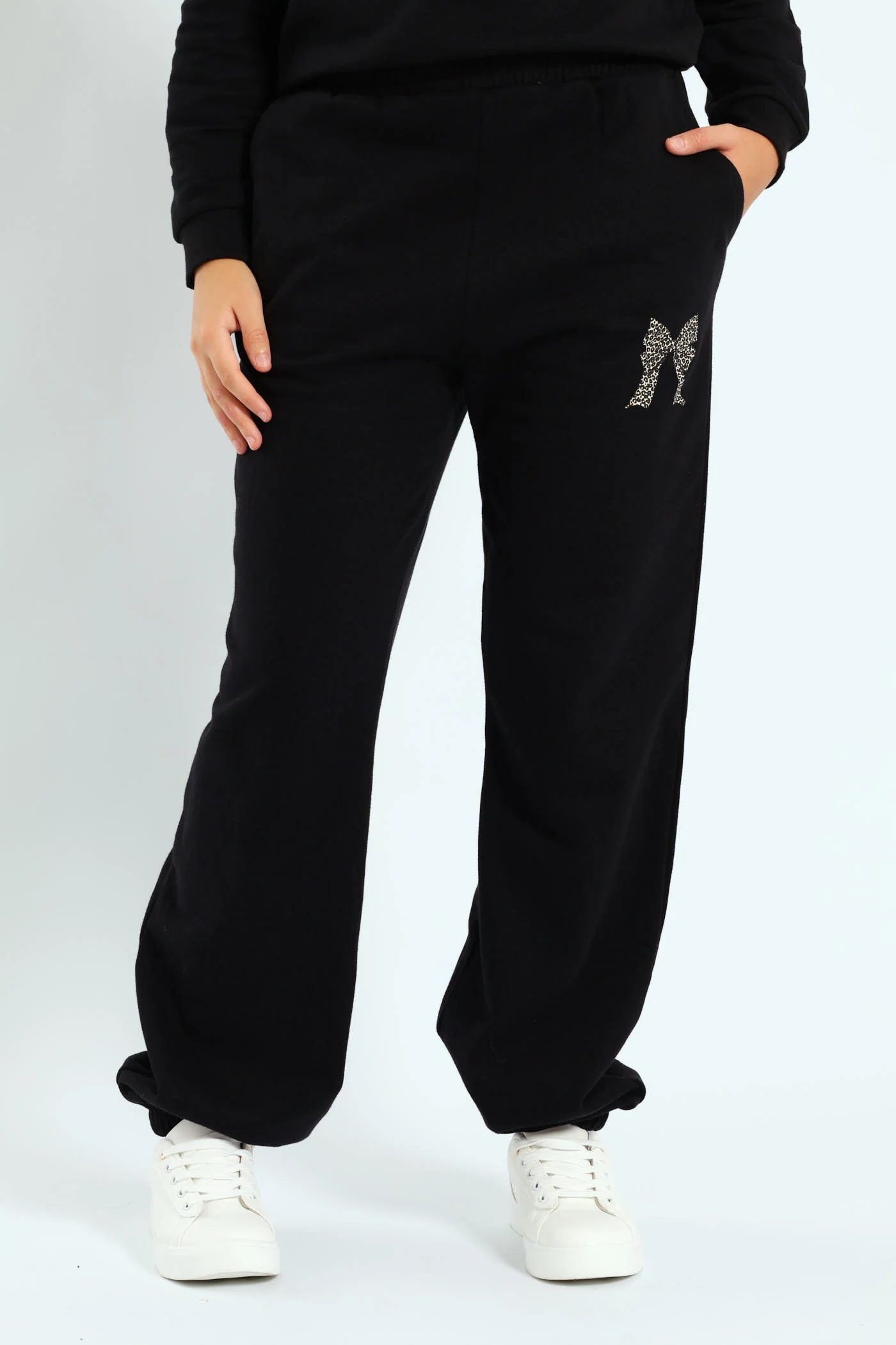 Girls Bow Iconic Fleece Jogger - Black - Image 4