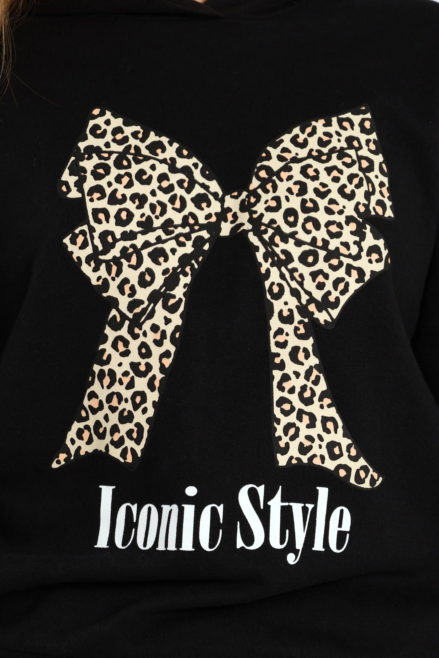 Girls Bow Iconic Fleece Top - Black - Image 3