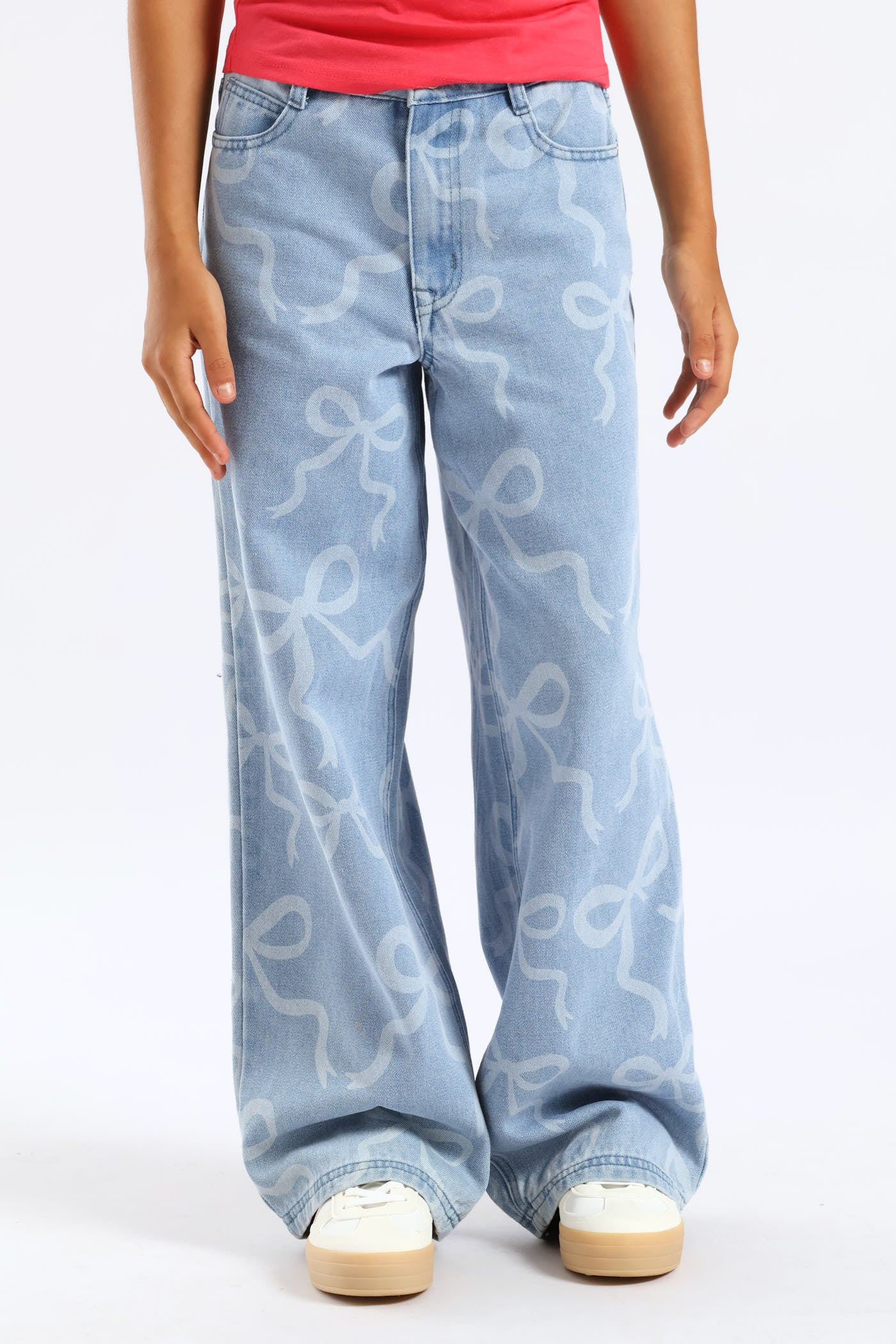 Girls Bow Rotary Baggy Jean - Mid Blue - Image 3