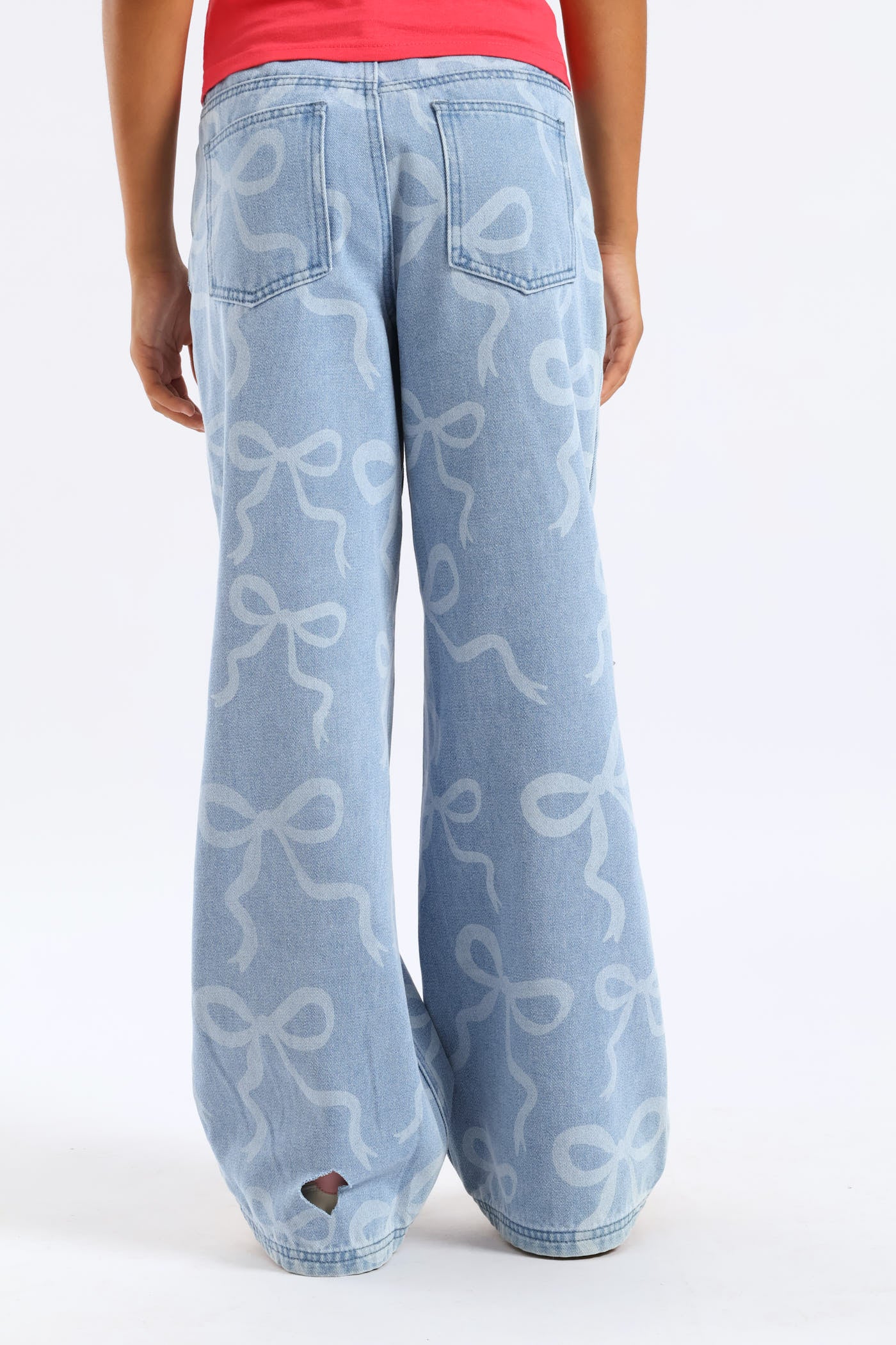 Girls Bow Rotary Baggy Jean - Mid Blue - Image 5
