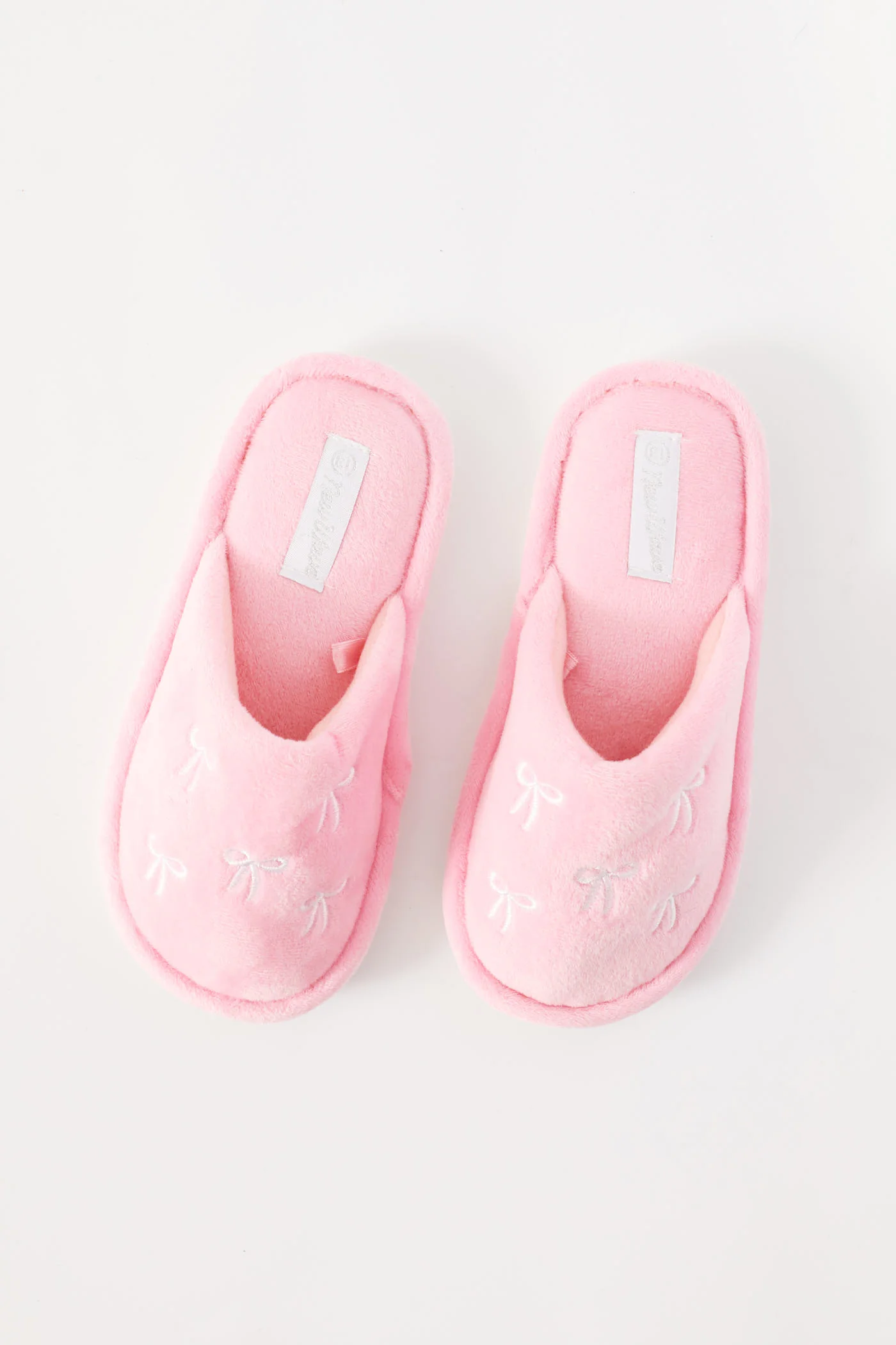 Girls Bow Slipper - Pink/White - Image 2