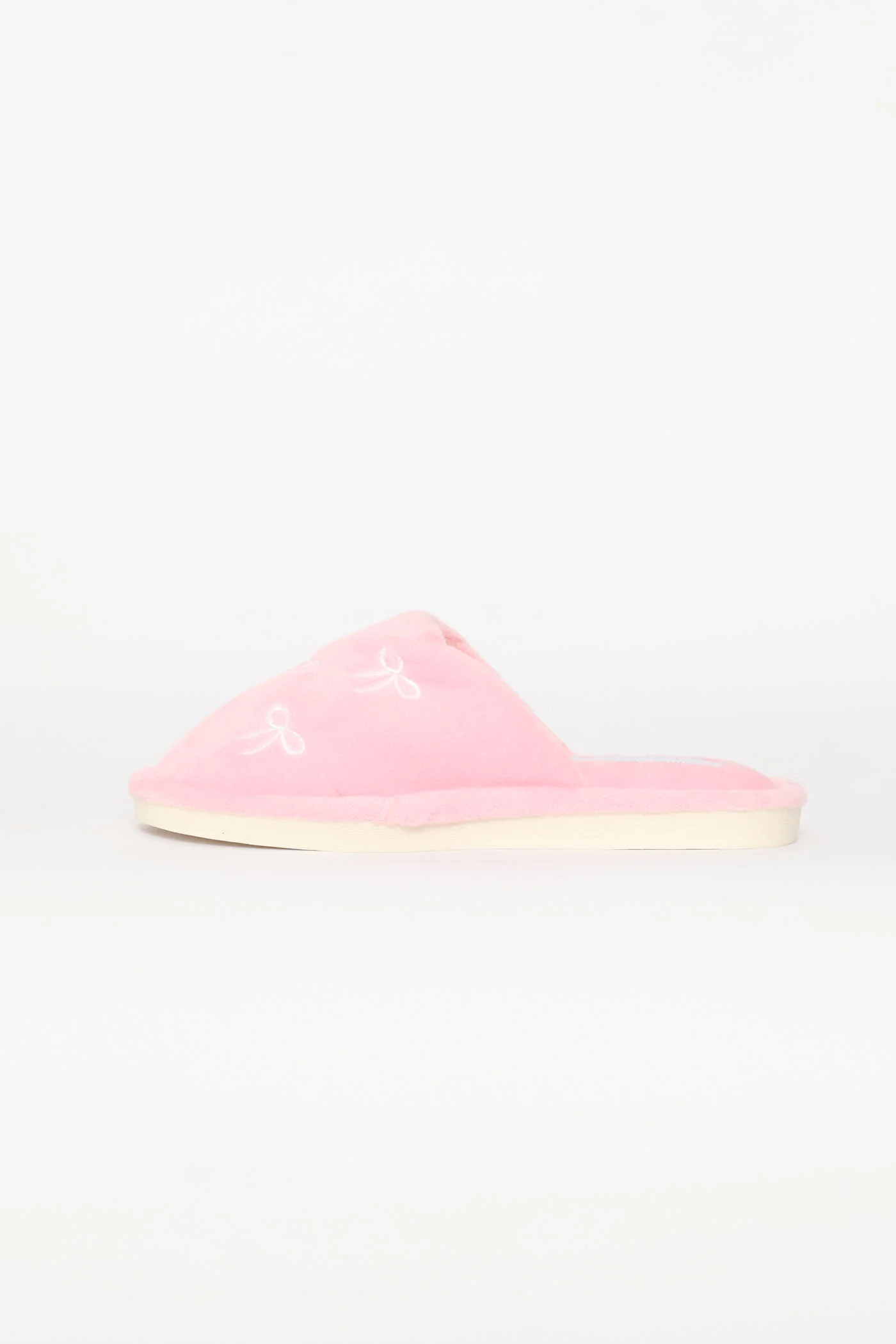 Girls Bow Slipper - Pink/White - Image 3