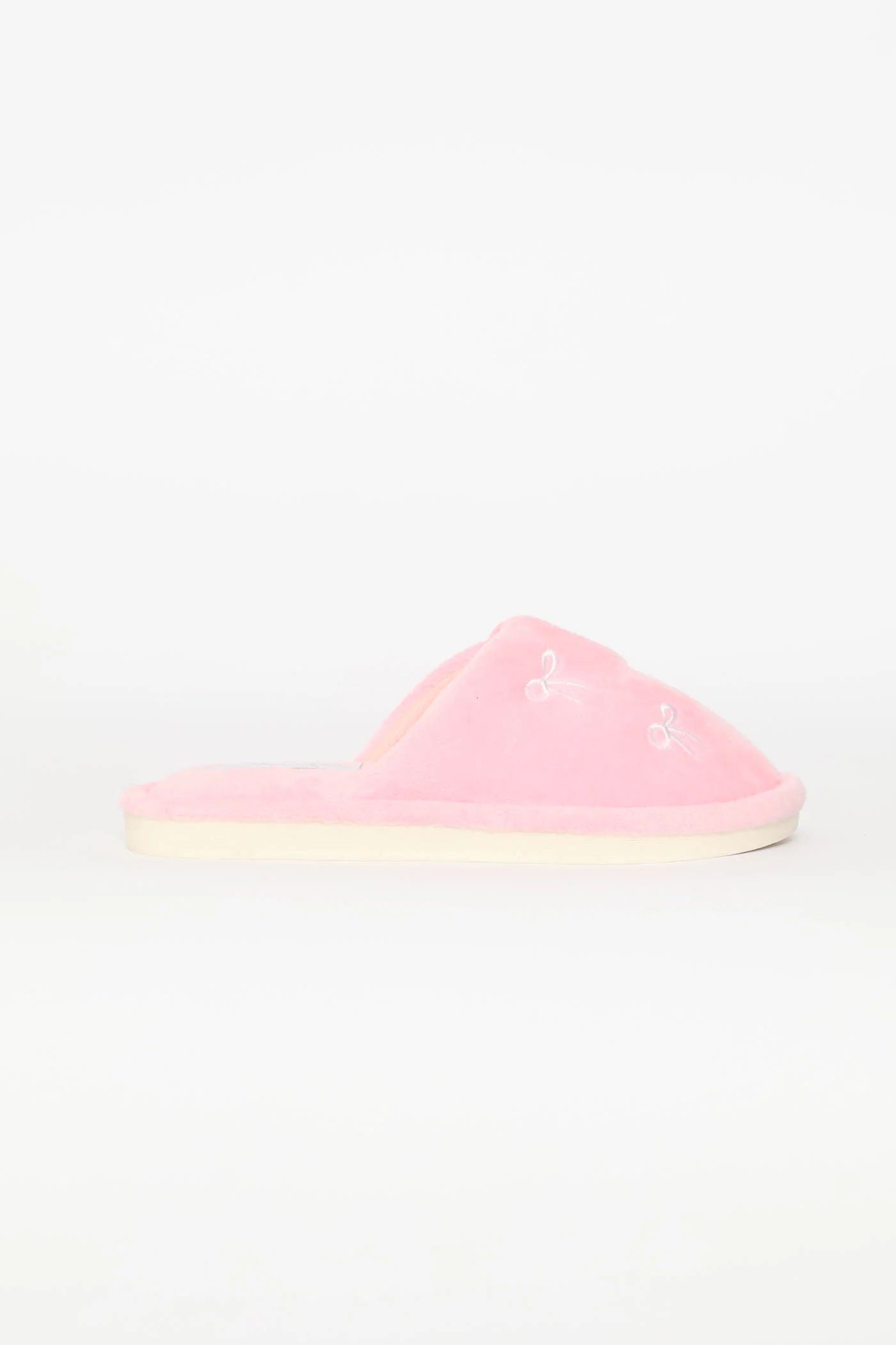 Girls Bow Slipper - Pink/White - Image 4