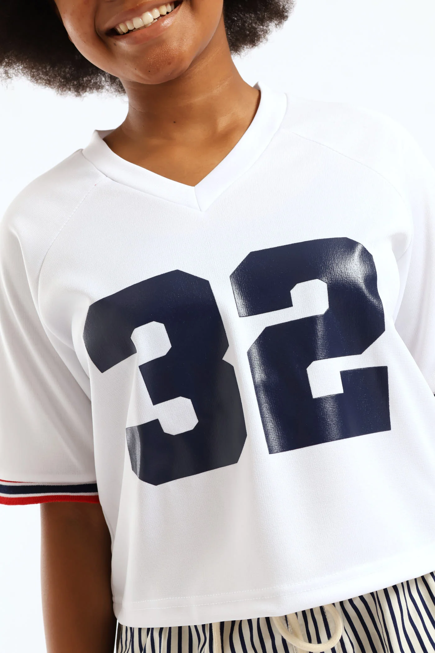 Girls Boxy 32 Sleeve Tape Sport Tee - White - Image 2