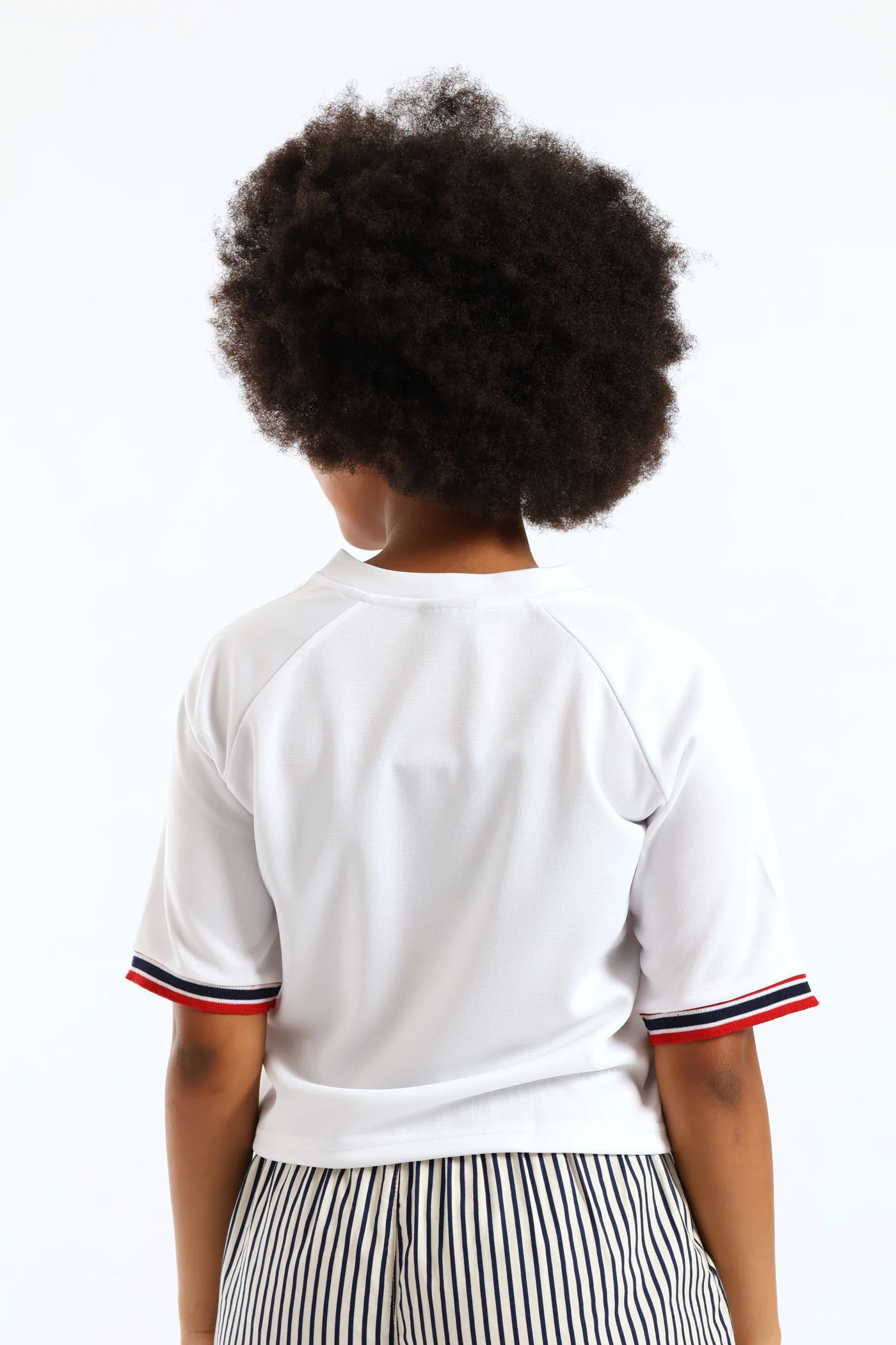 Girls Boxy 32 Sleeve Tape Sport Tee - White - Image 3