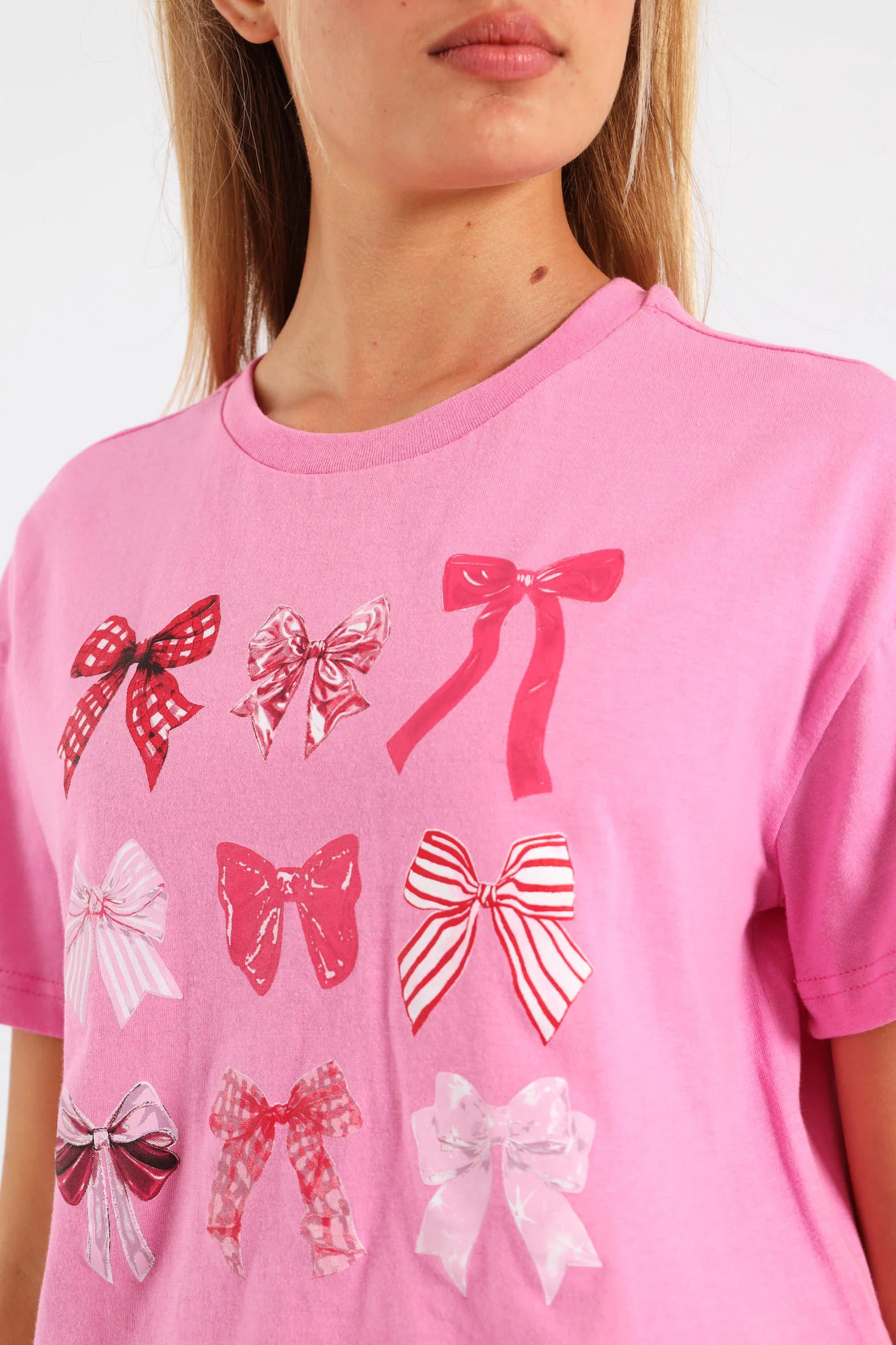 Girls Boxy Bows Tee - Pink - Image 5