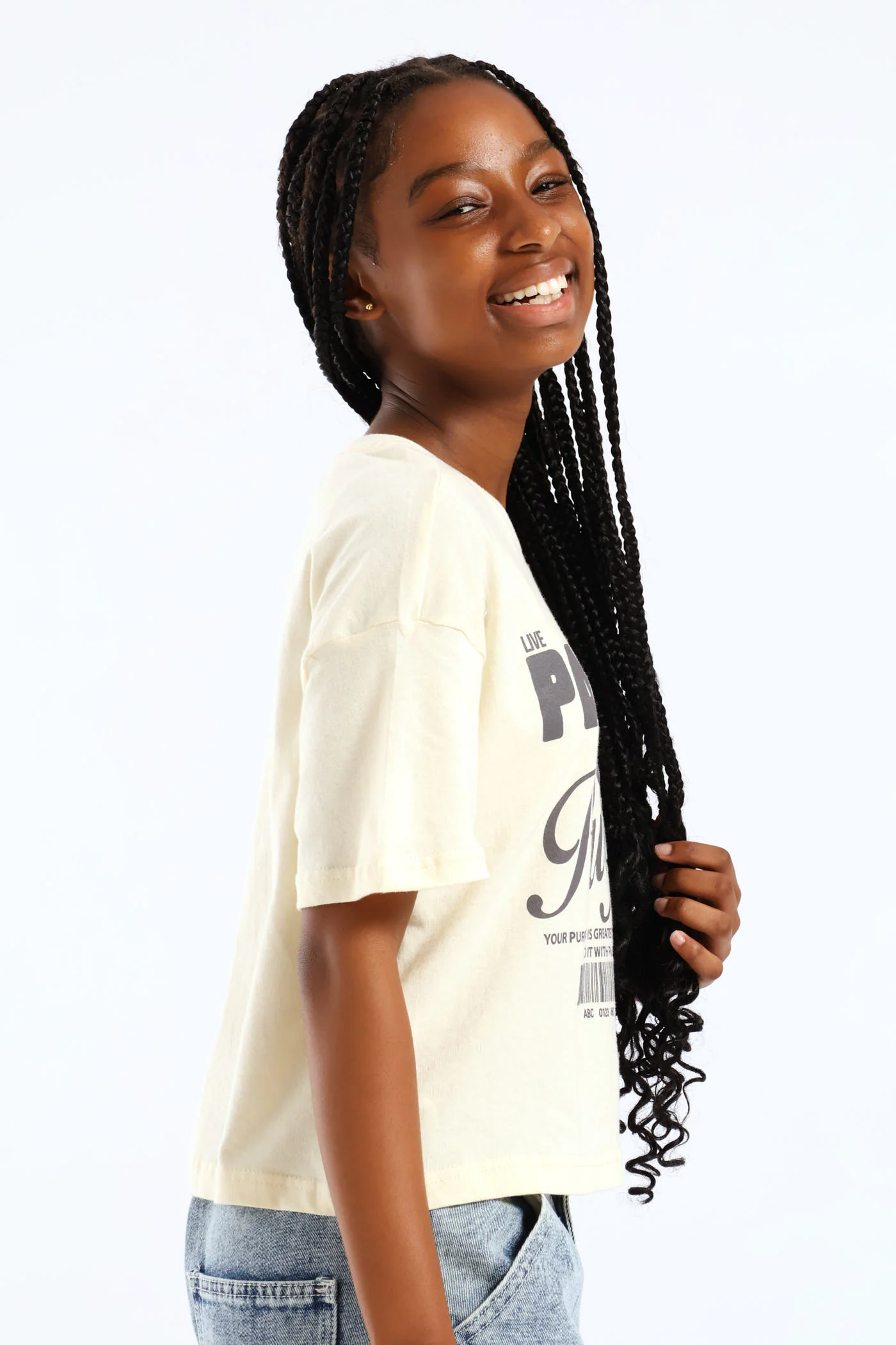 Girls Boxy Passion & Purpose Tee - Stone - Image 2