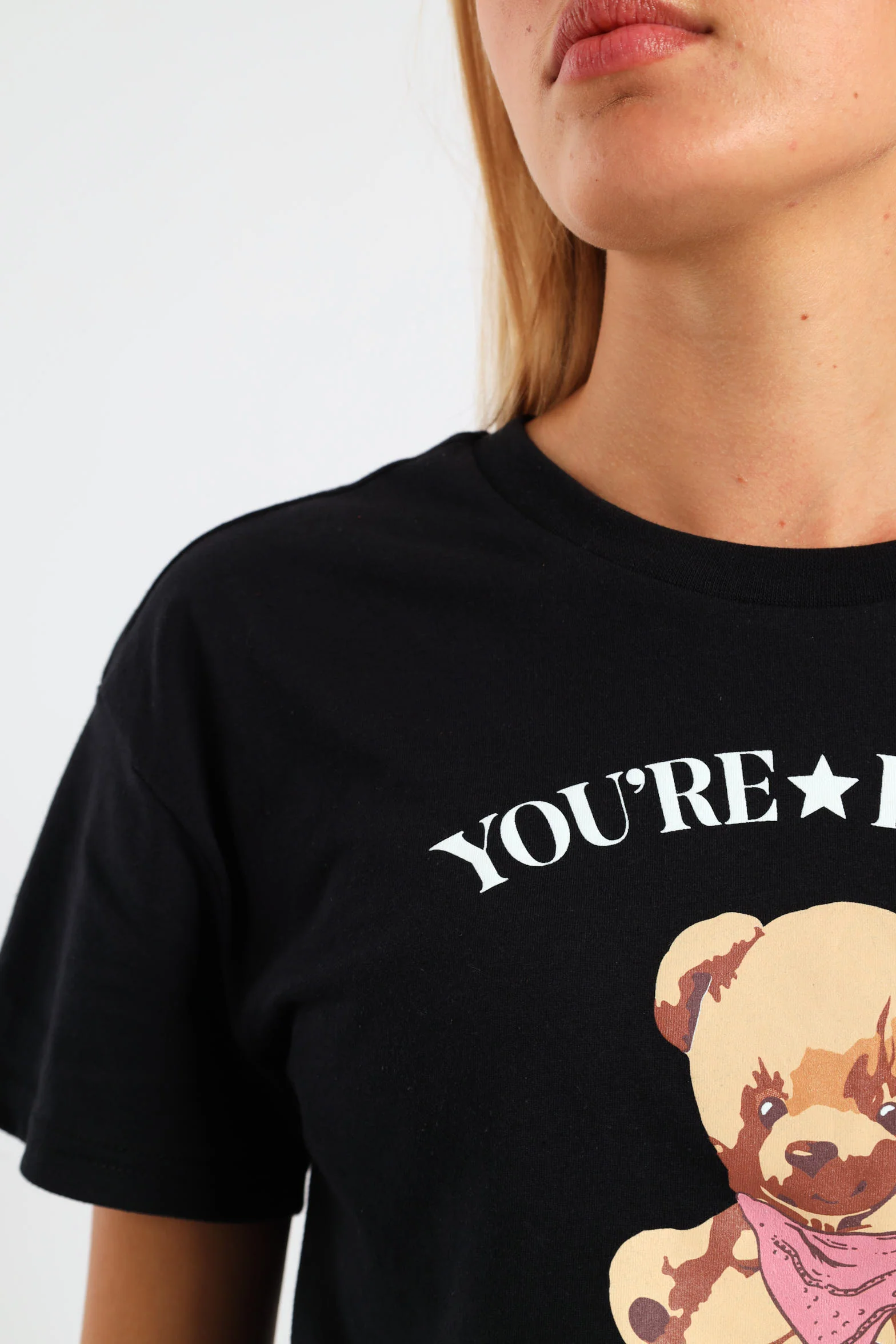 Girls Boxy Teddy Tee - Black - Image 5