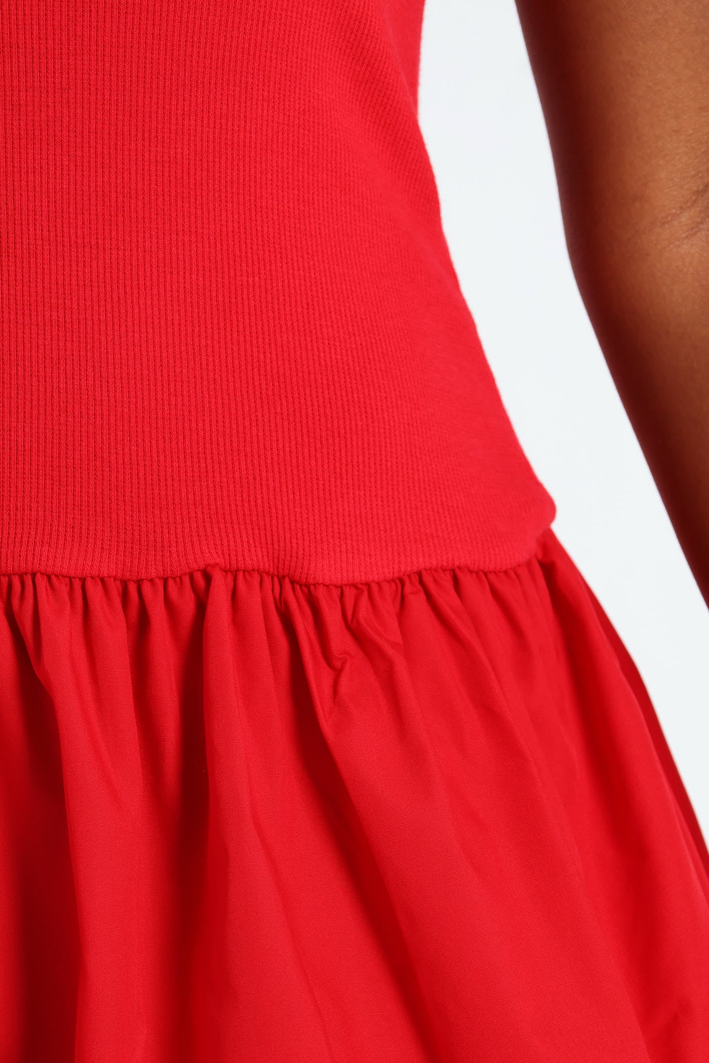 Girls Bubble Rib Dress - Red - Image 4