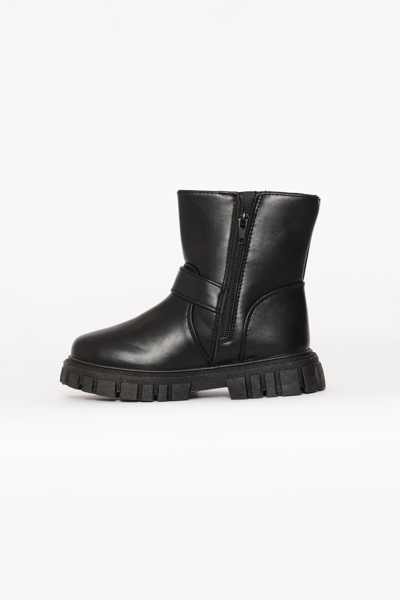 Girls Buckle Biker Boot - Black - Image 5