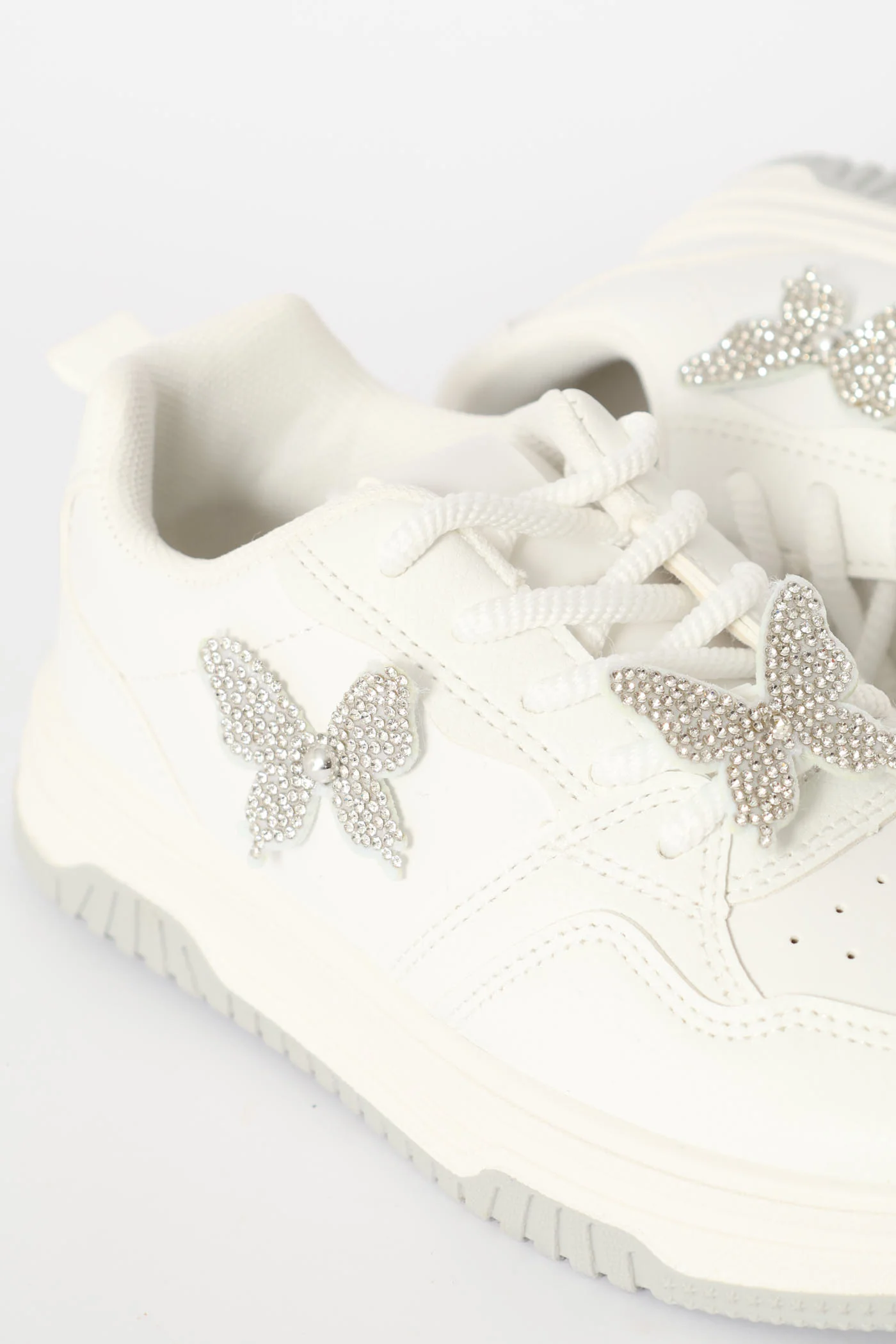 Girls Butterfly Skate Sneaker - White/Grey - Image 2