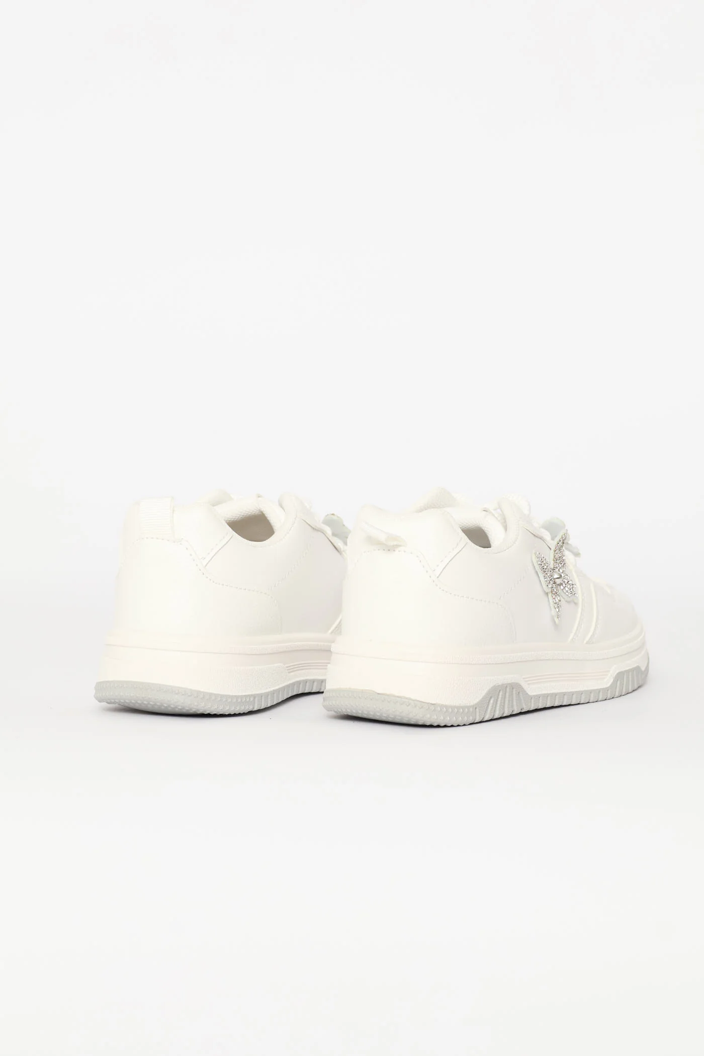 Girls Butterfly Skate Sneaker - White/Grey - Image 5
