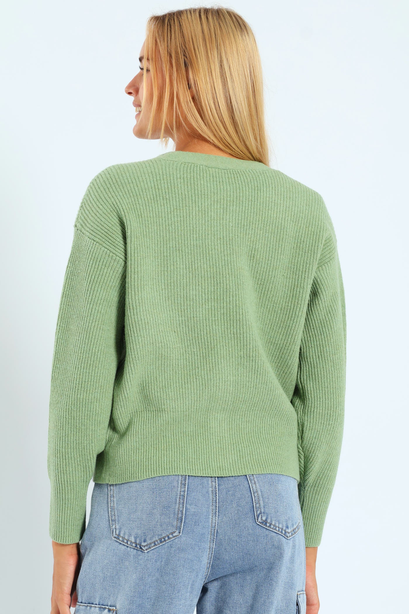 Girls Button Through Cardigan - Sage - Image 5
