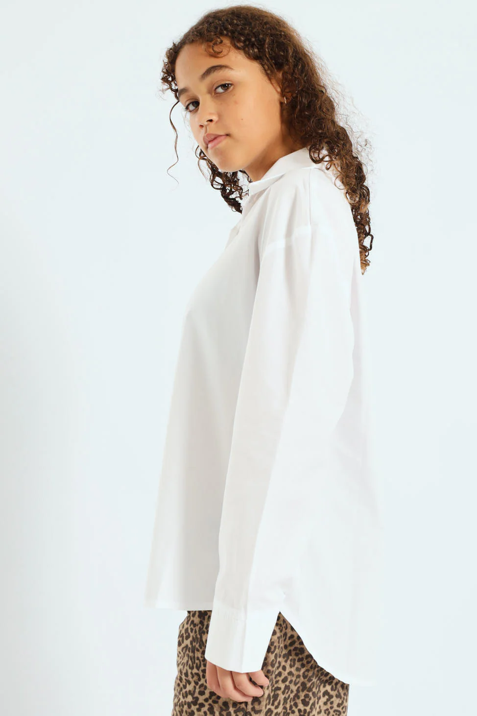 Girls Buttoned Woven Shirt - White - Image 4
