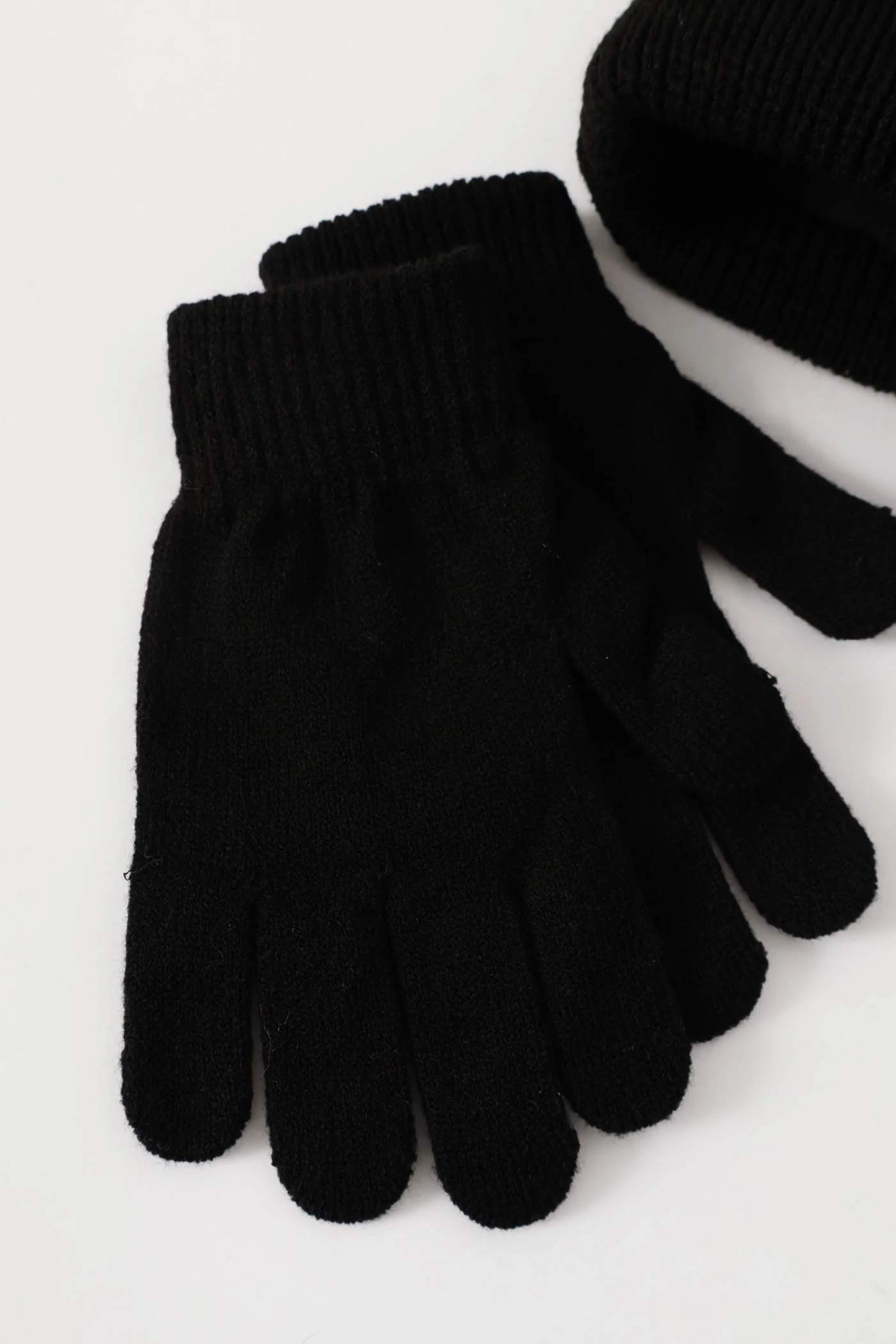 Girls Cable Beanie And Glove Set - Black - Image 3