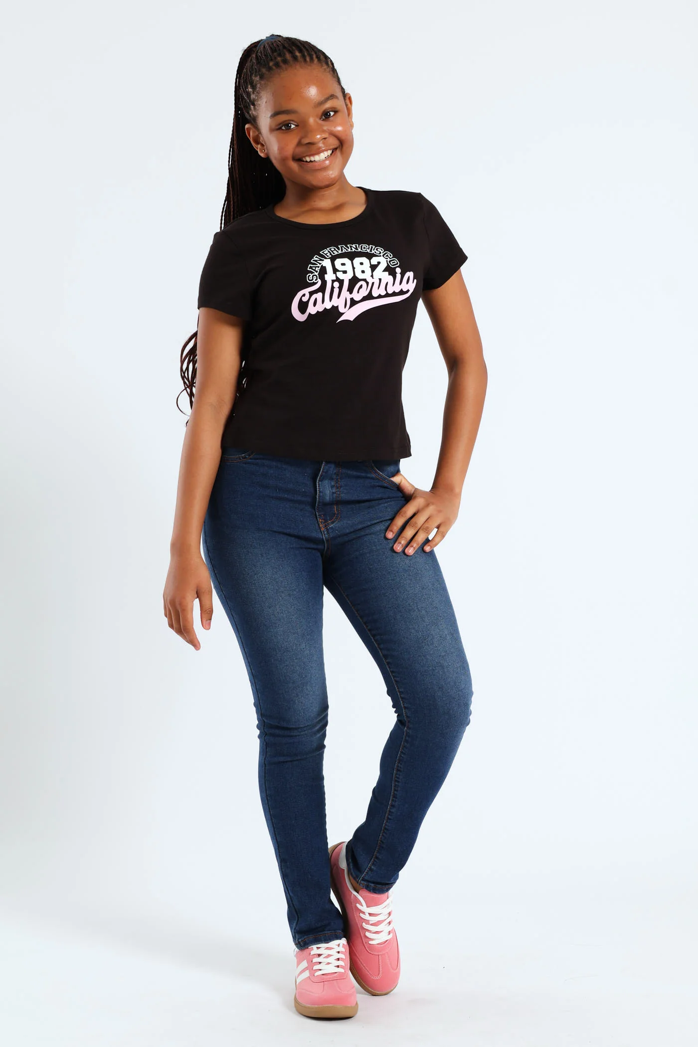 Girls California Tee - Black - Image 5
