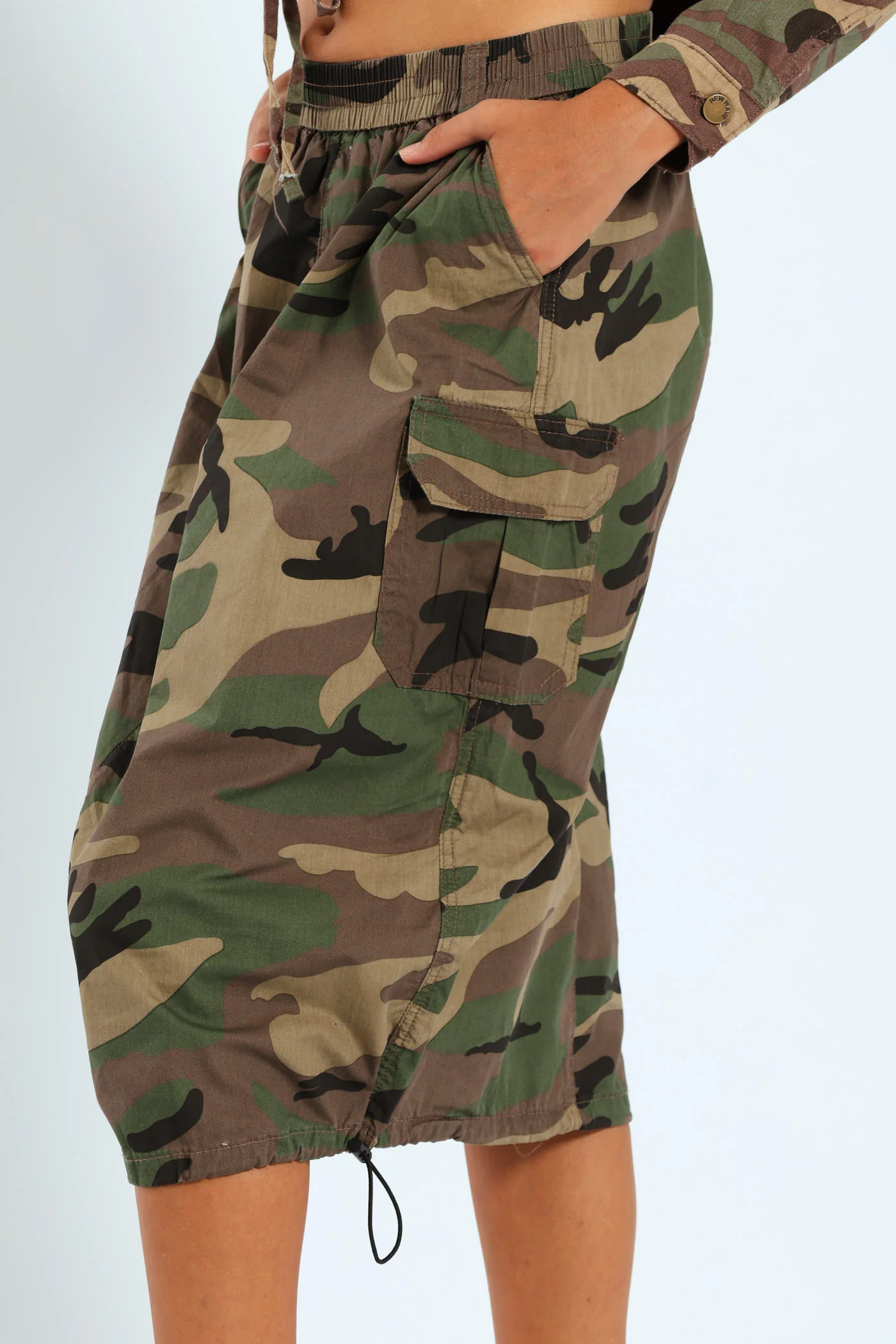 Girls Camo Midi Cargo Skirt - Camo - Image 4