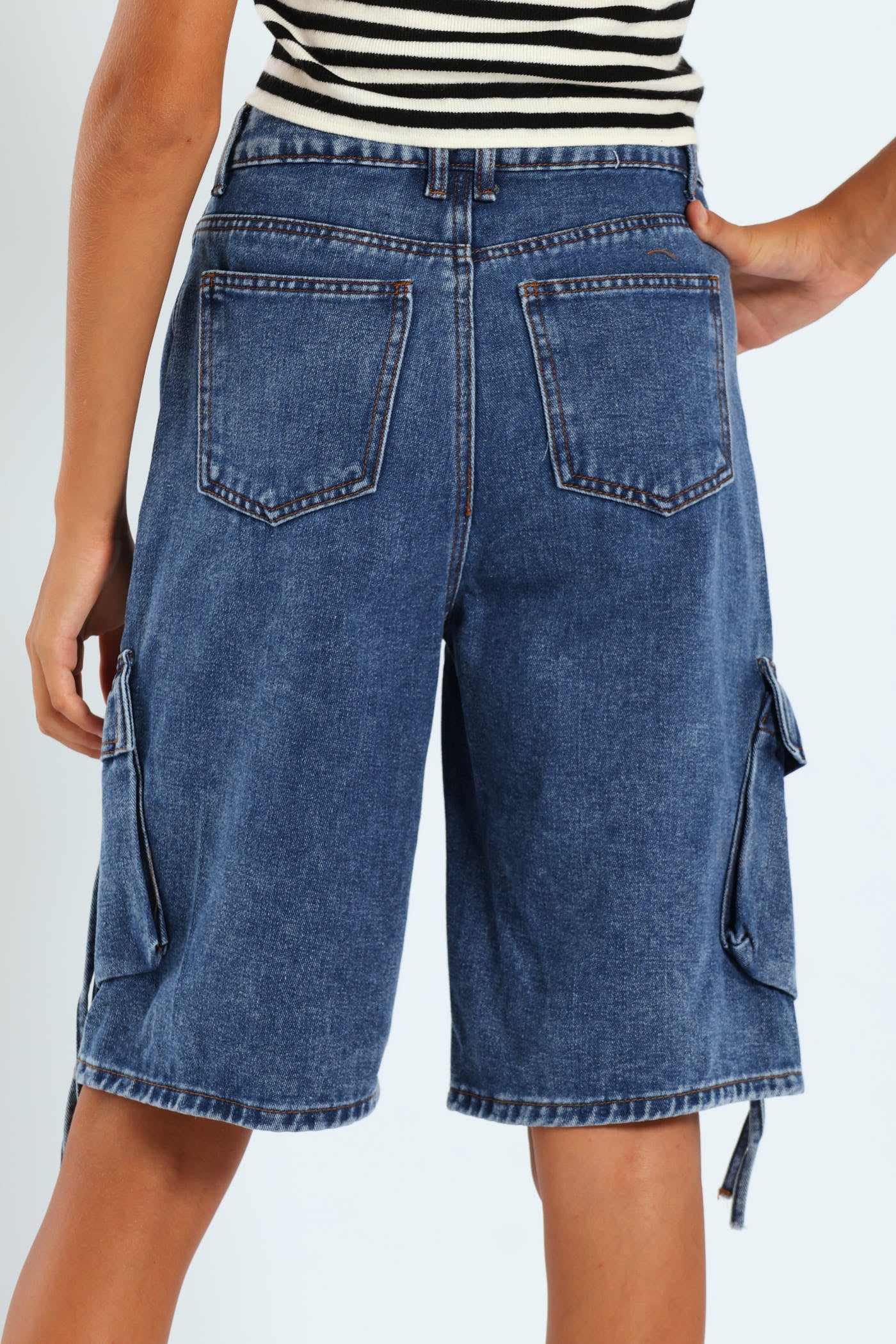 Girls Cargo Bermuda Shorts - Dark Blue - Image 4