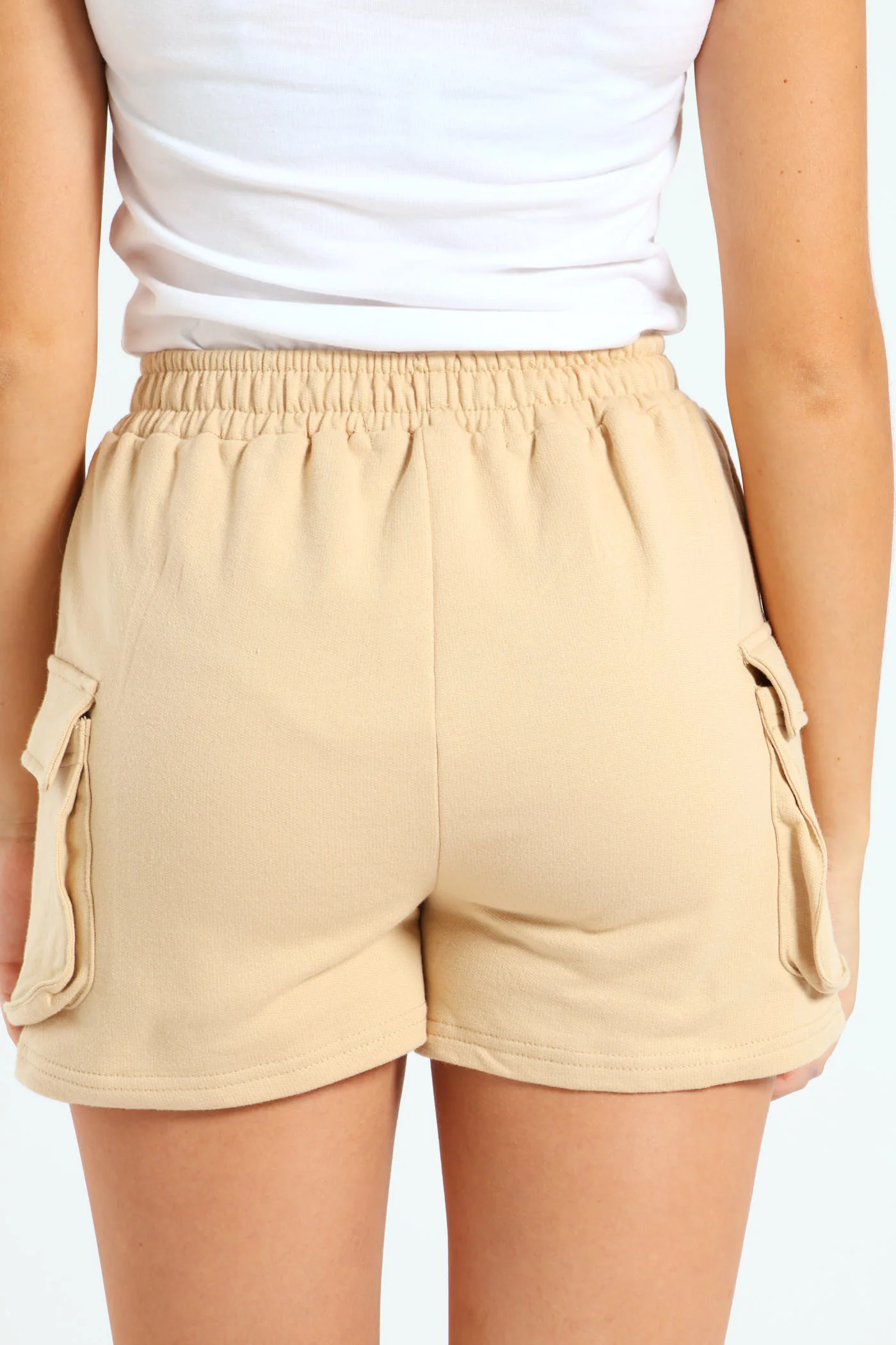 Girls Cargo Fleece Shorts - Stone - Image 3