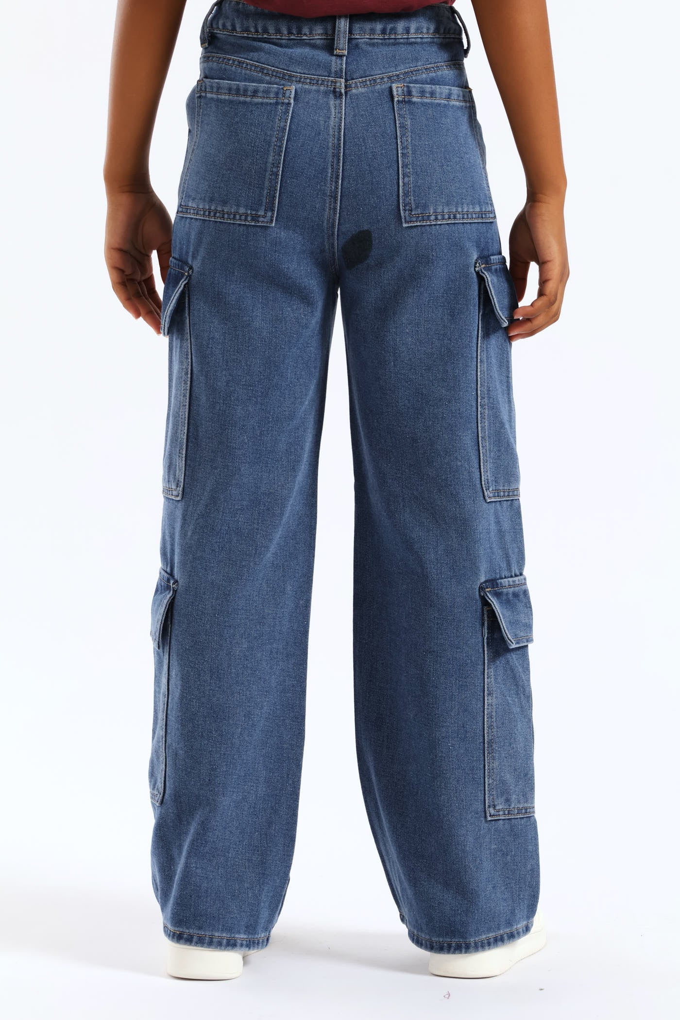 Girls Cargo Denim - Dark Blue - Image 5