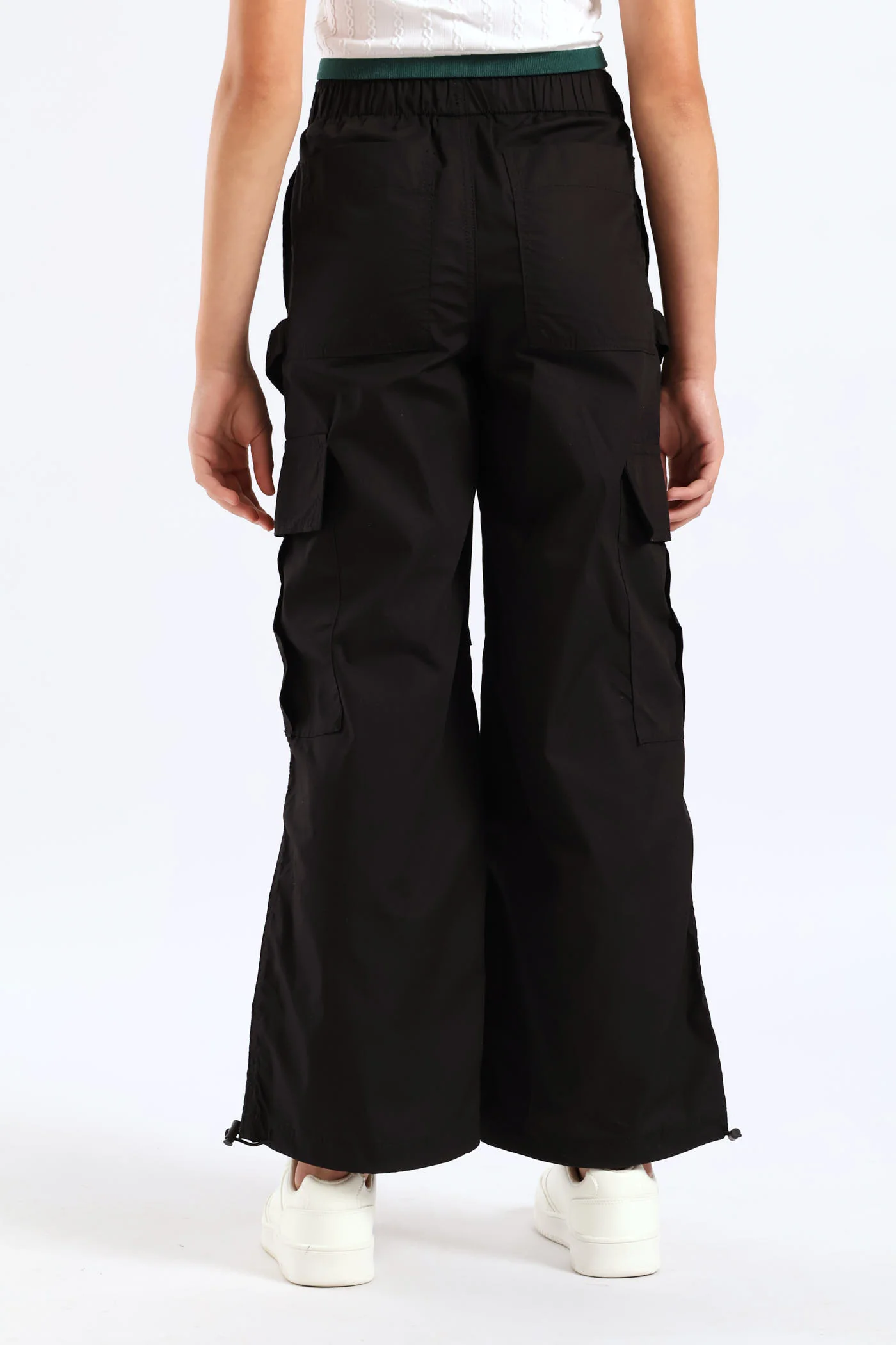 Girls Cargo Parachute Pants - Black - Image 4