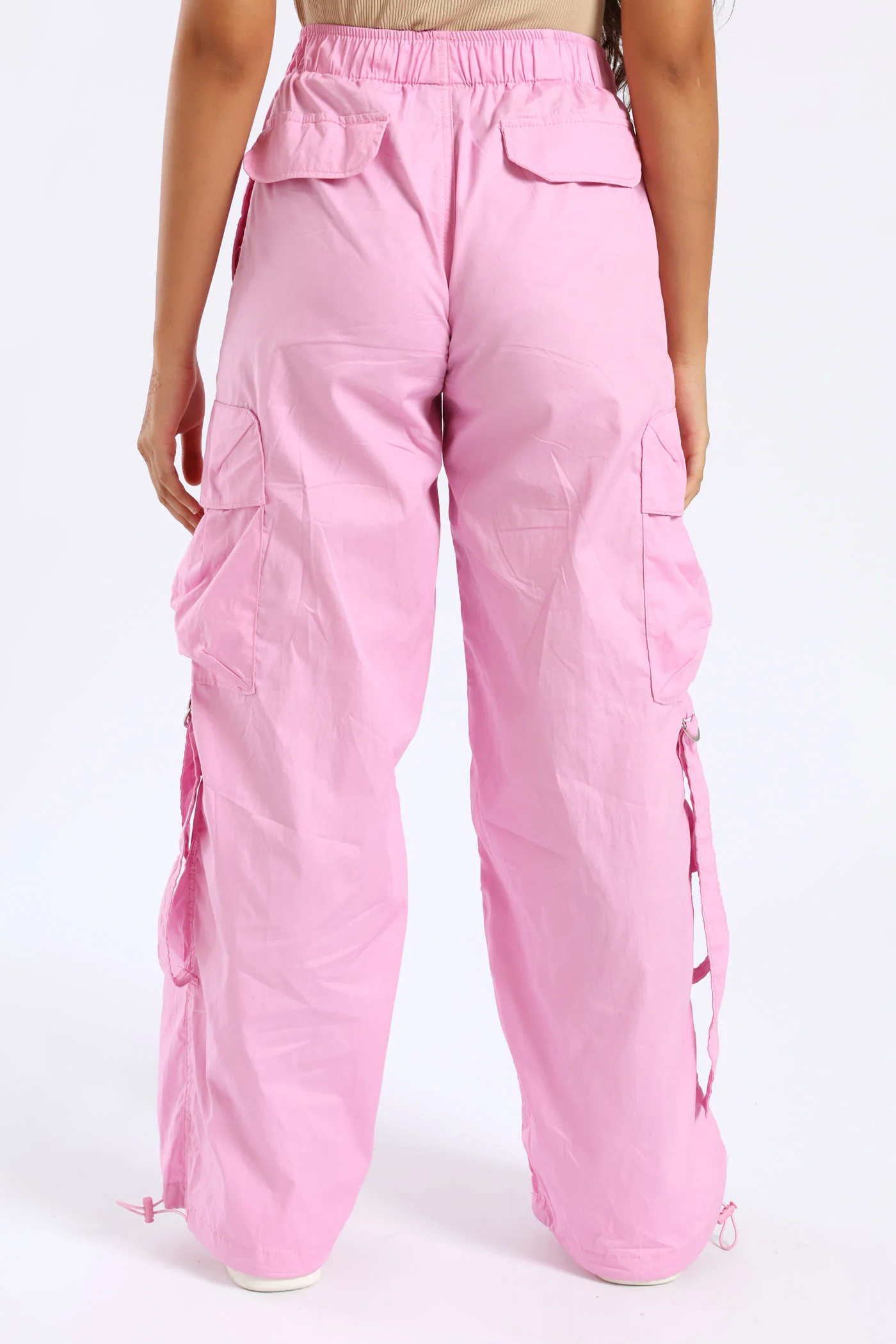 Girls Cargo Parachute Pants - Pink - Image 3