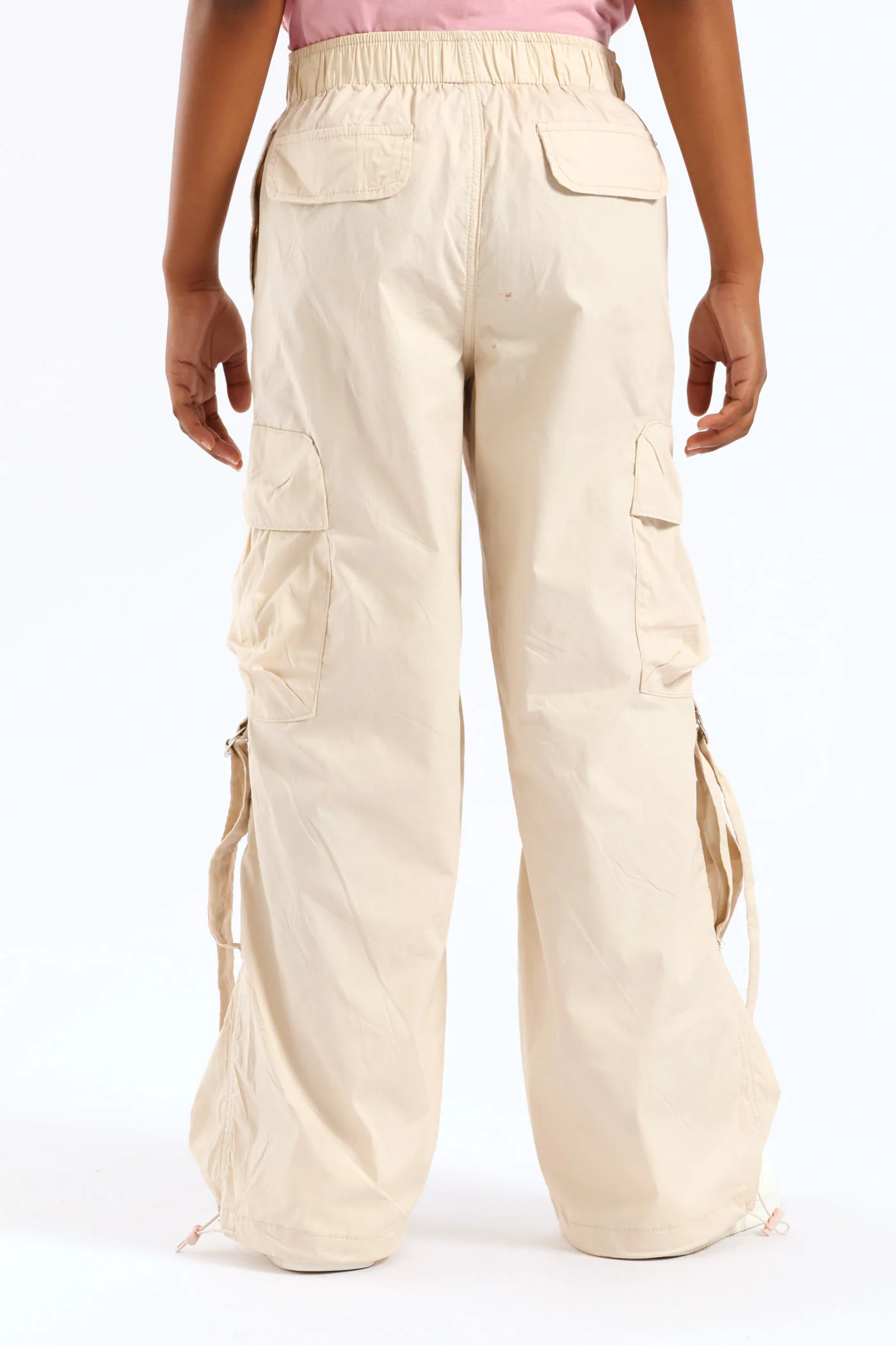 Girls Cargo Parachute Pants - Stone - Image 3