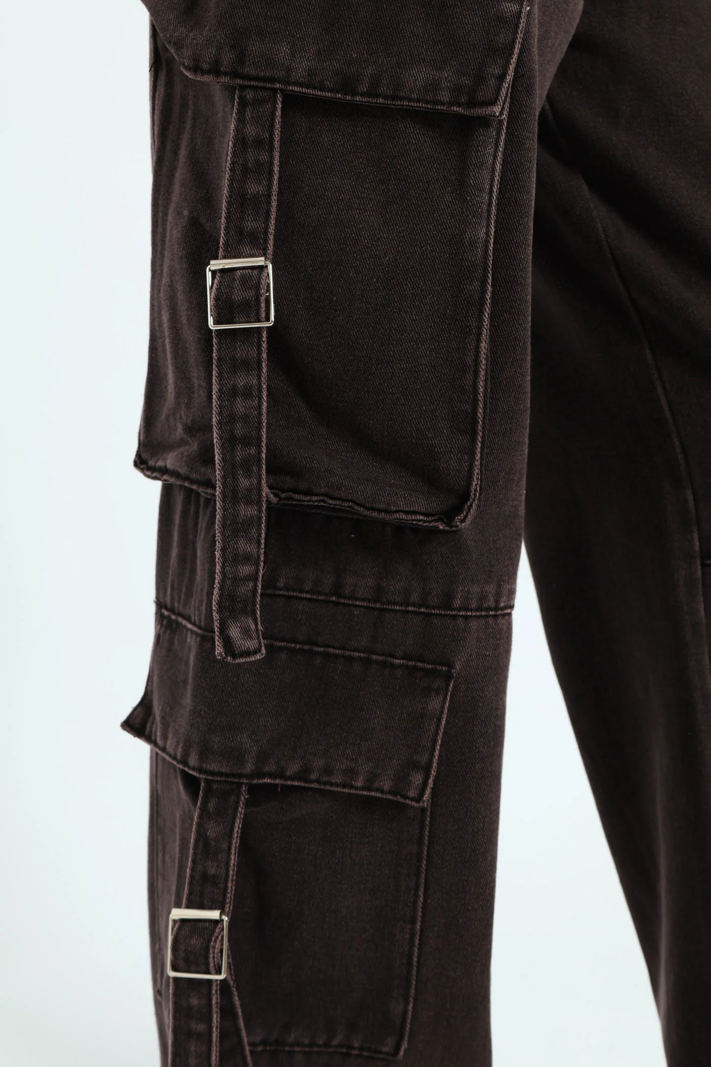 Girls Cargo Straps Denim - Charcoal - Image 2