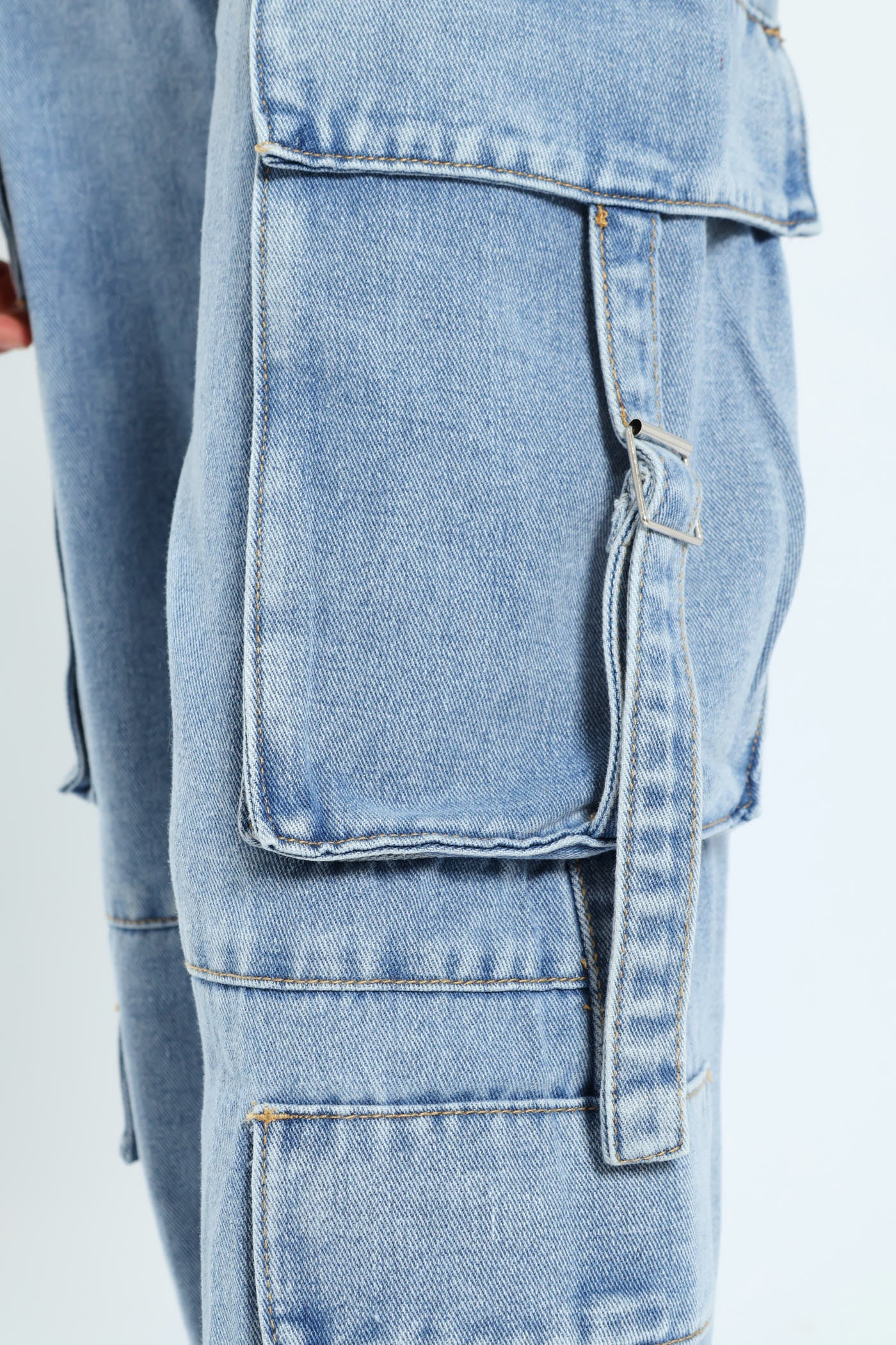 Girls Cargo Straps Denim - Light Blue - Image 6