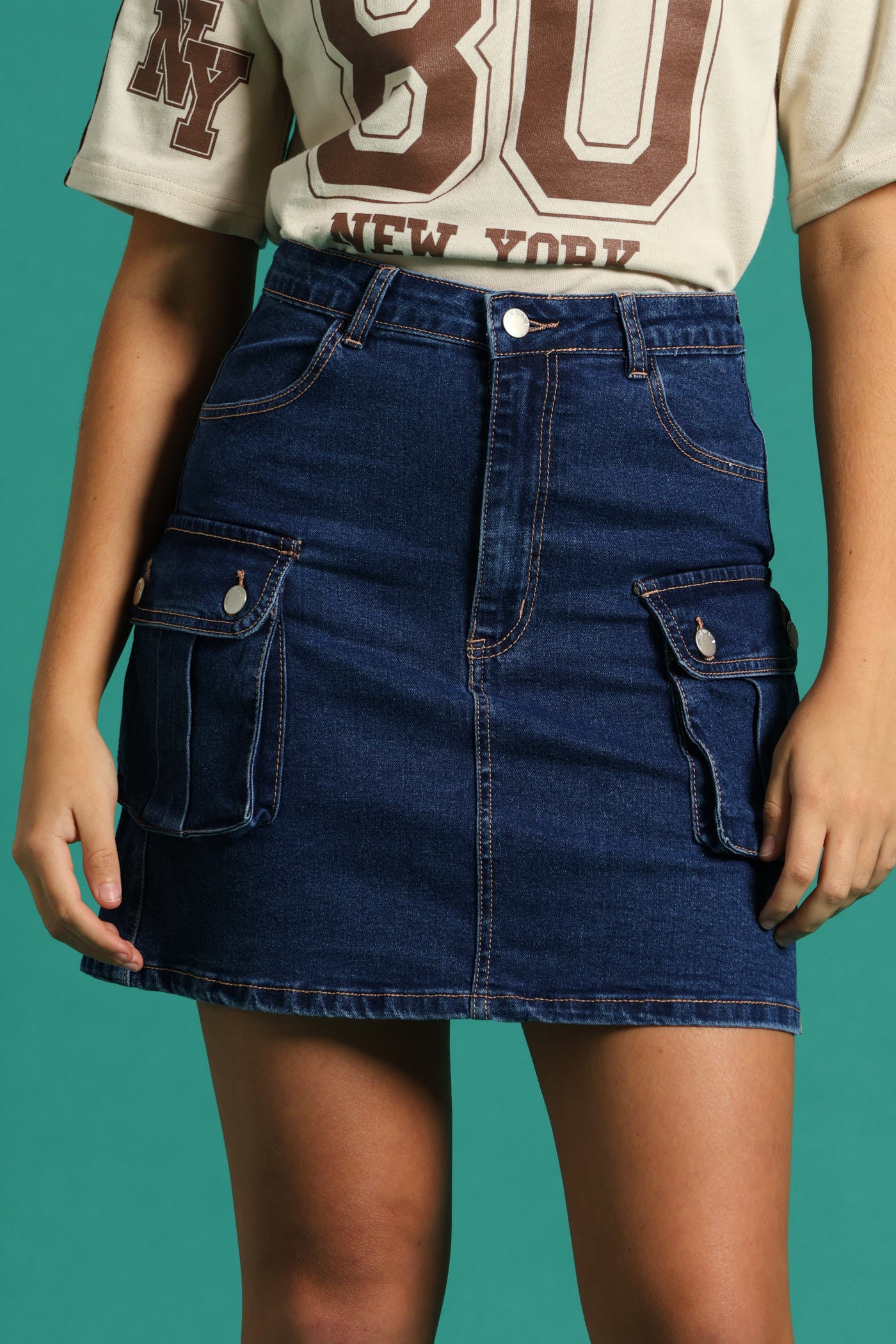 Girls Cargo Stretch Skirt - Dark Blue - Image 2
