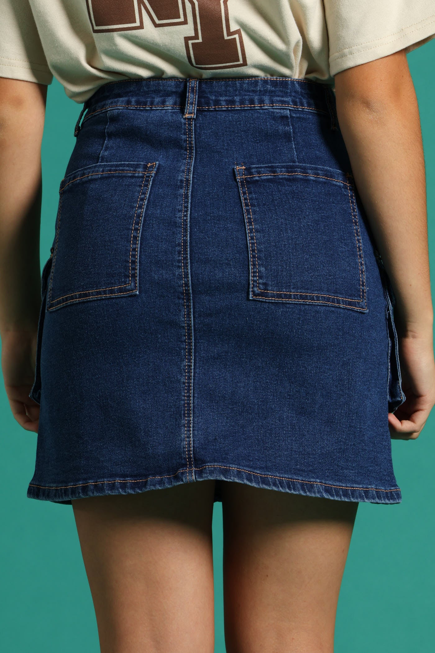 Girls Cargo Stretch Skirt - Dark Blue - Image 4