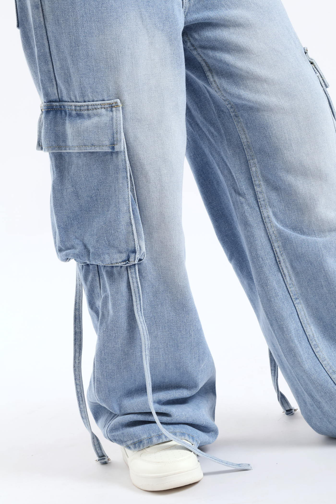 Girls Cargo Utility Denim - Light Blue - Image 2