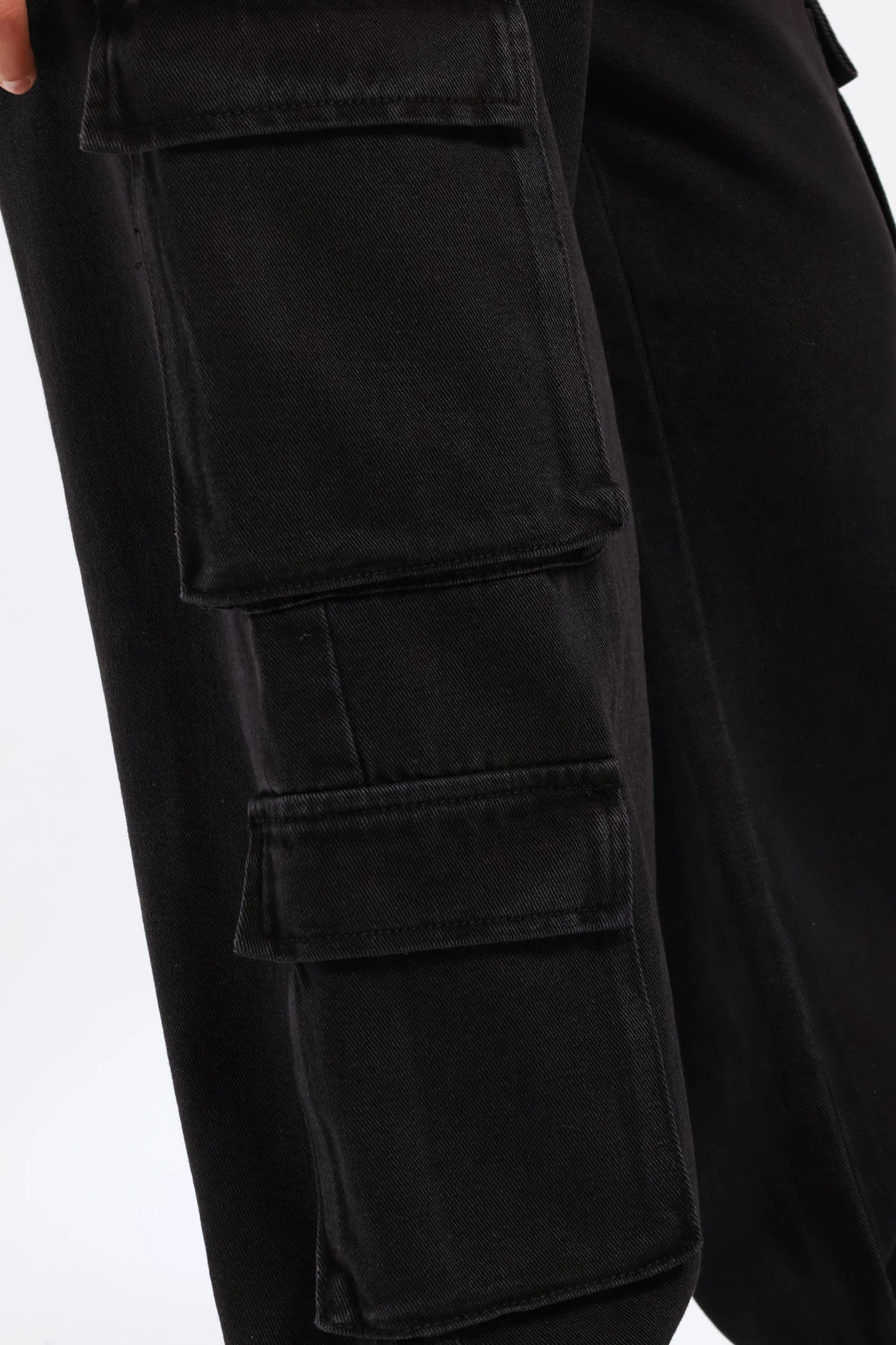 Girls Cargo Wide Leg Denim - Charcoal - Image 5