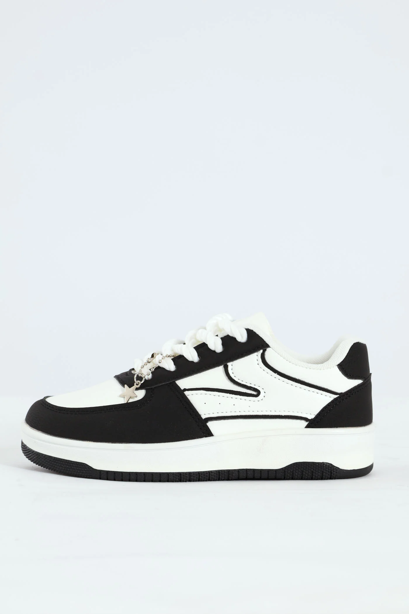 Girls Charm Court Sneaker - White/Black - Image 6