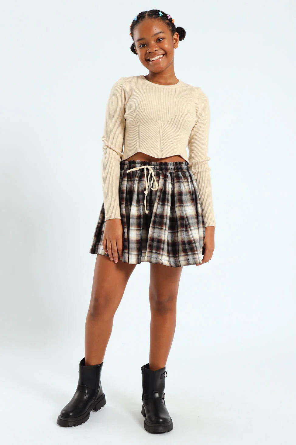 Girls Check Skort - Image 2