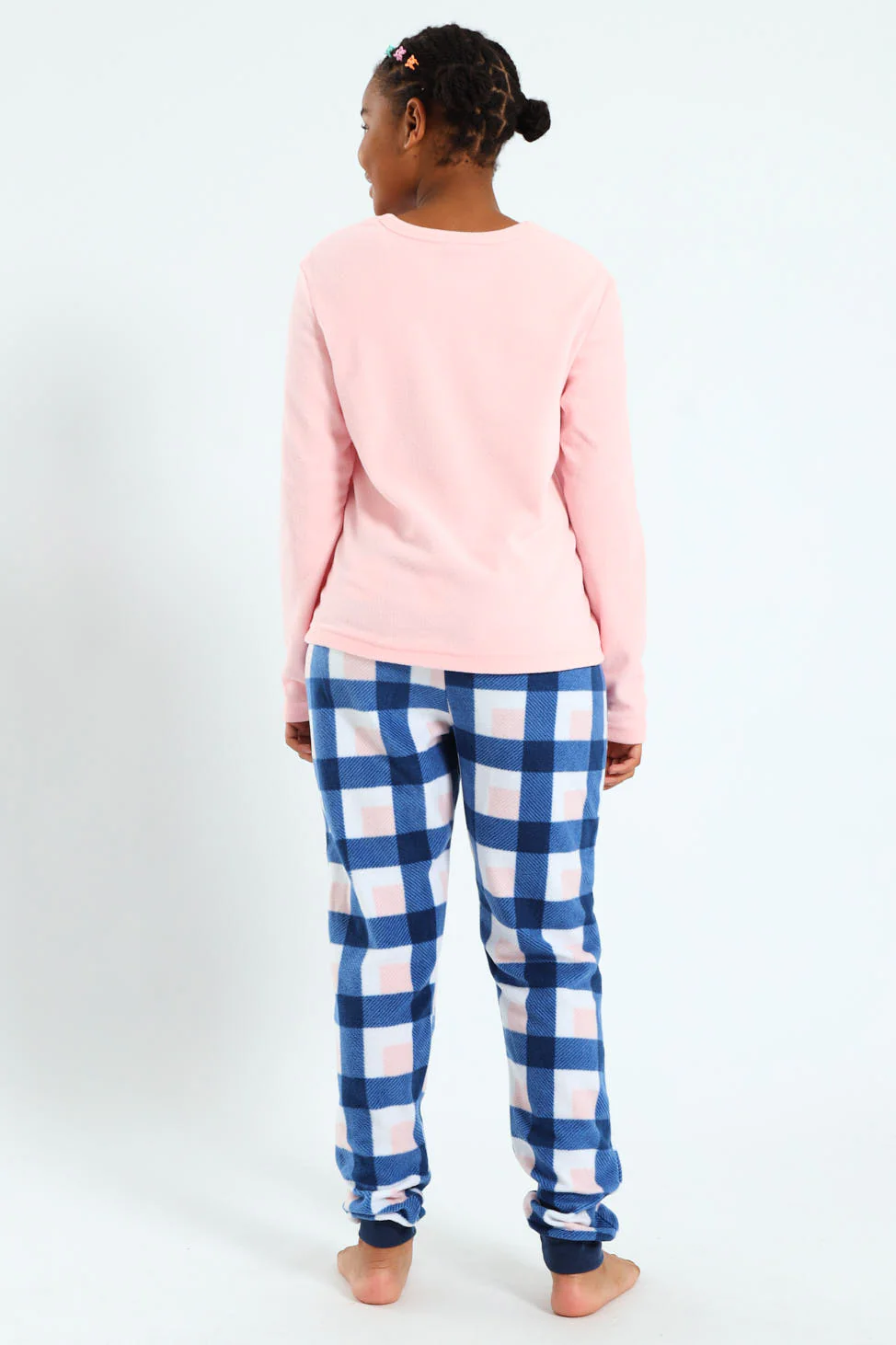 Girls Check Bottoms Sleep Set - Pink - Image 3