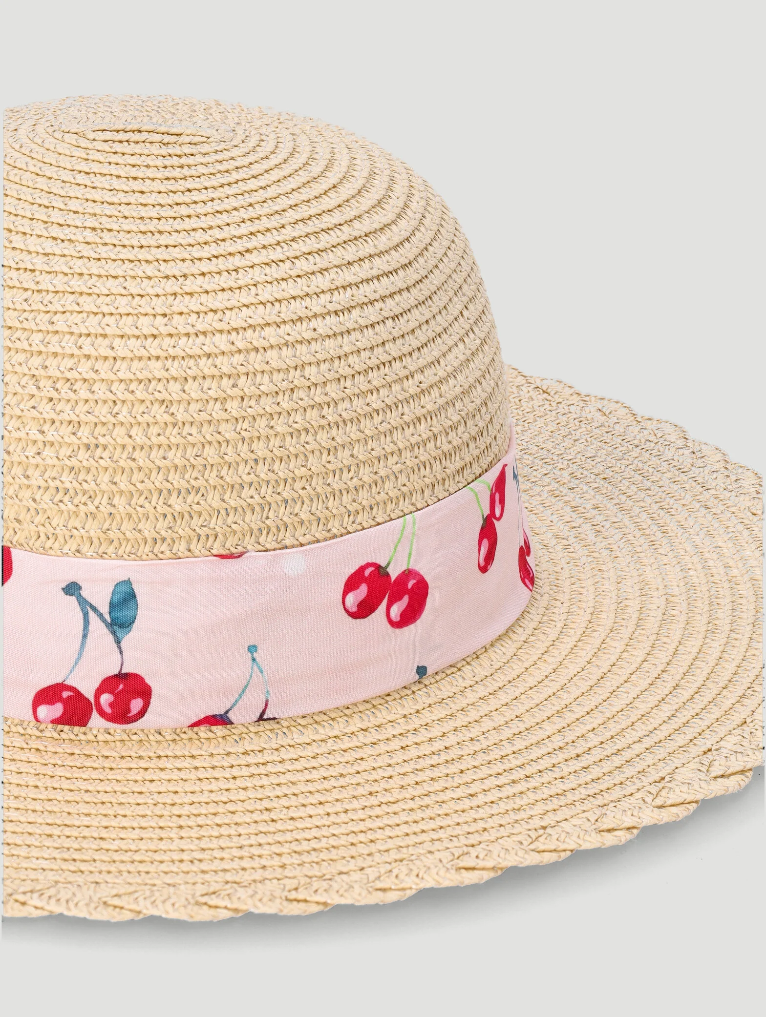 Girls Cherries Bow Sunhat - Stone - Image 3