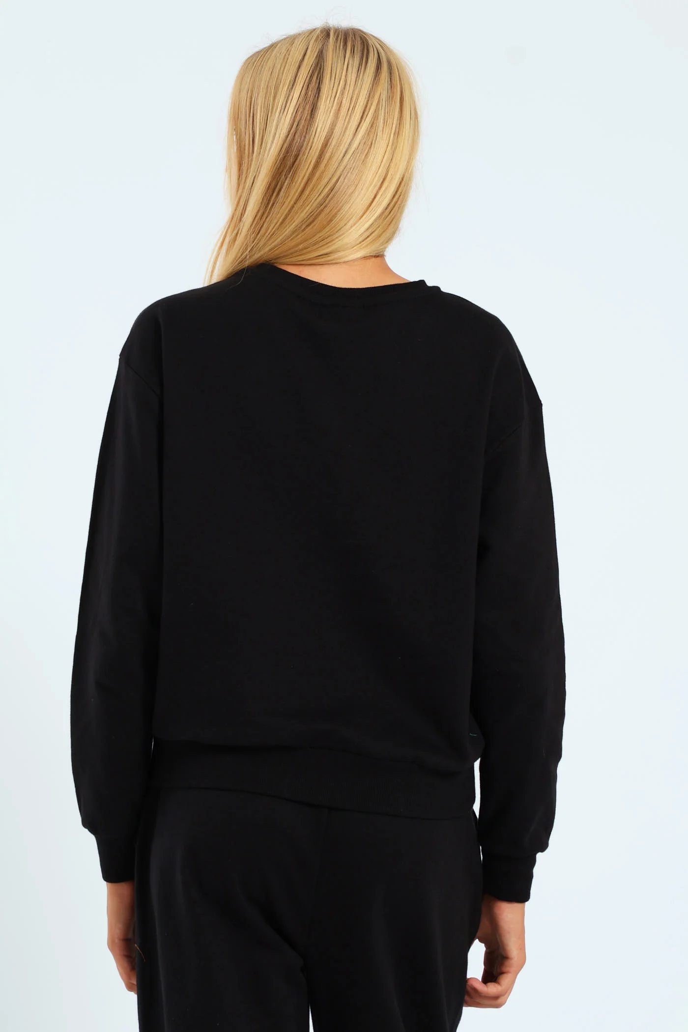 Girls Cherry Fleece Crew Top - Black - Image 4
