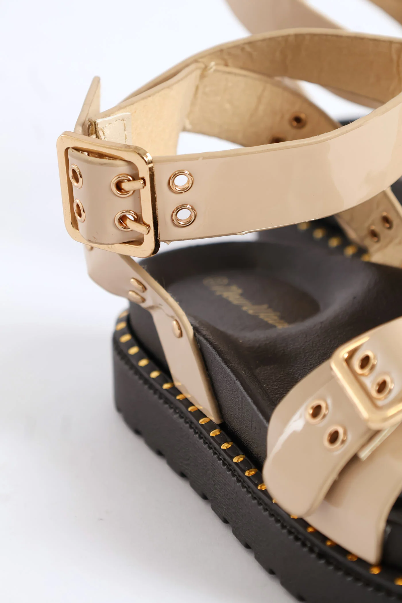 Girls Chunky Stud Sandal - Beige - Image 2