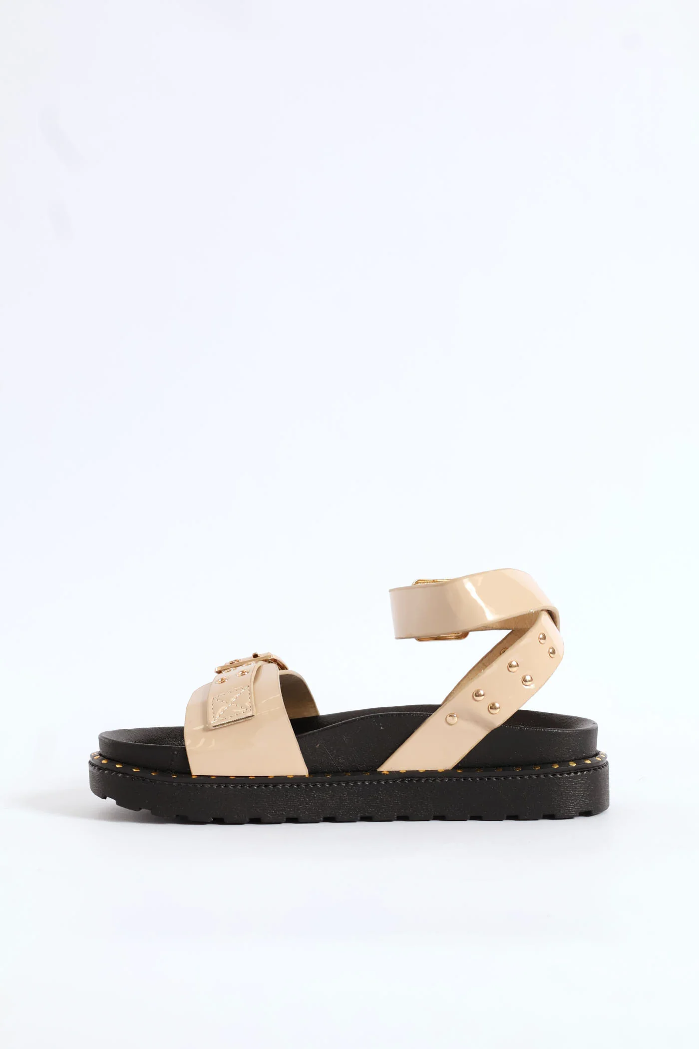 Girls Chunky Stud Sandal - Beige - Image 3