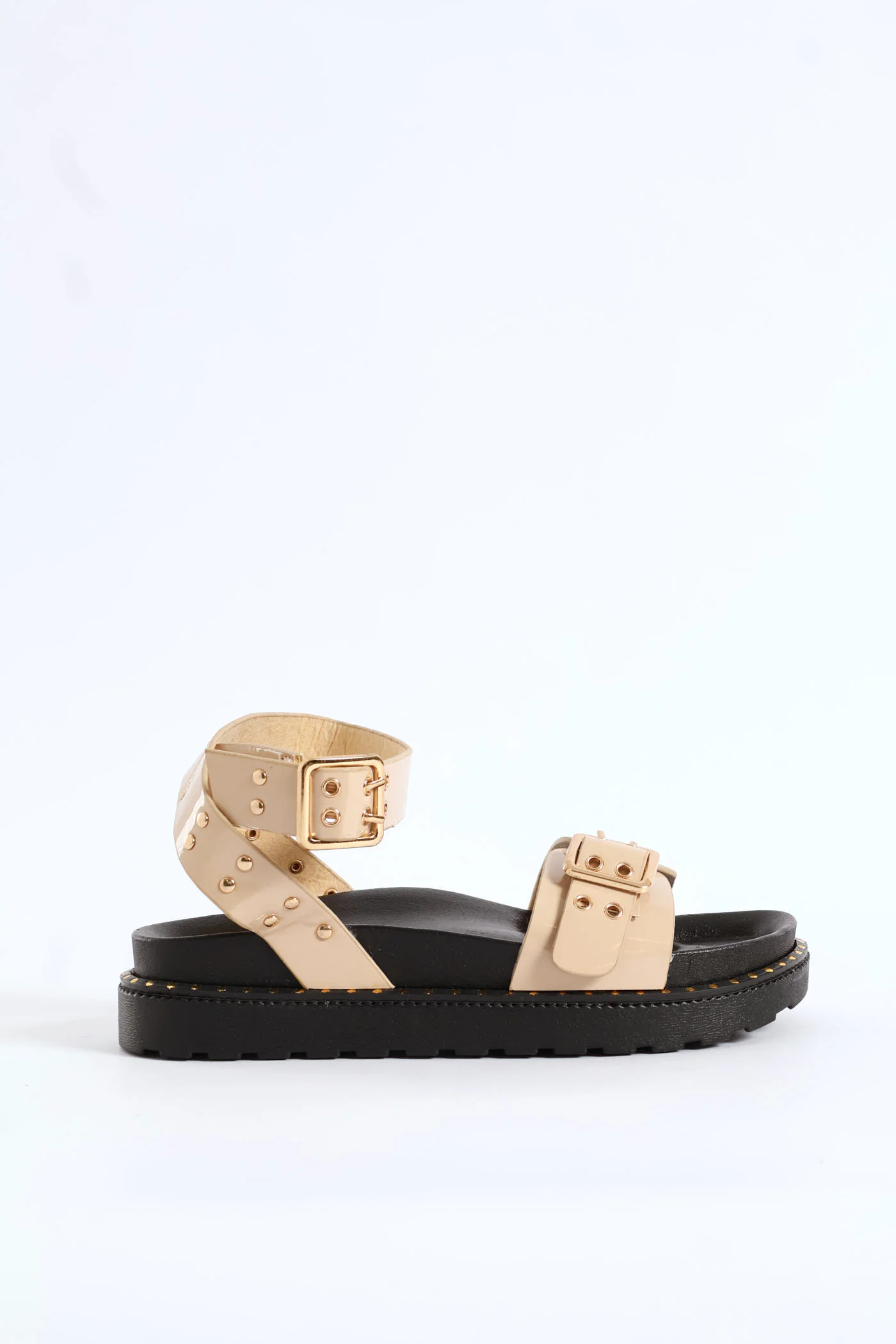Girls Chunky Stud Sandal - Beige - Image 4