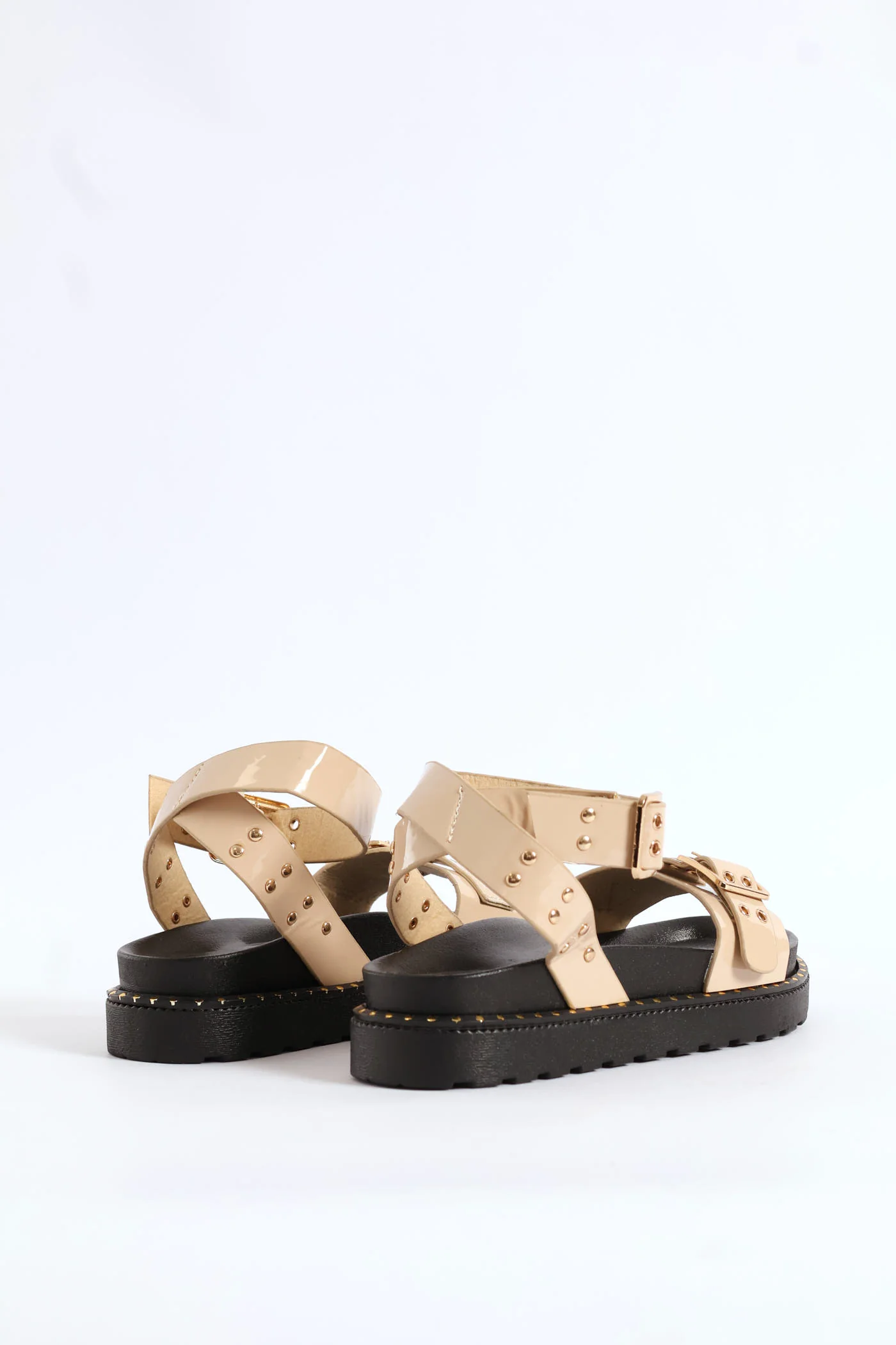 Girls Chunky Stud Sandal - Beige - Image 5